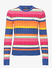 Polo Ralph Lauren - Striped Cable Cotton Crewneck Sweater - neulepuserot - blue combo - 0