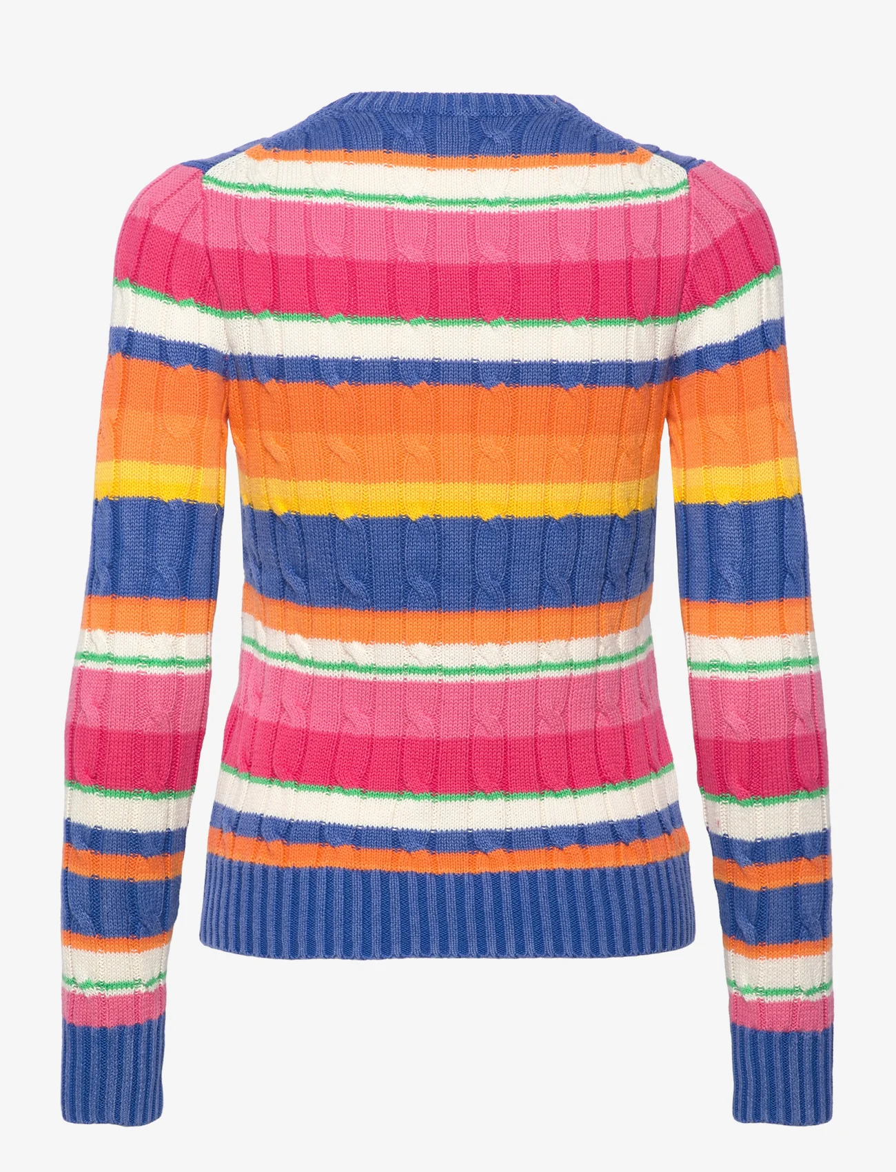 Polo Ralph Lauren - Striped Cable Cotton Crewneck Sweater - neulepuserot - blue combo - 1