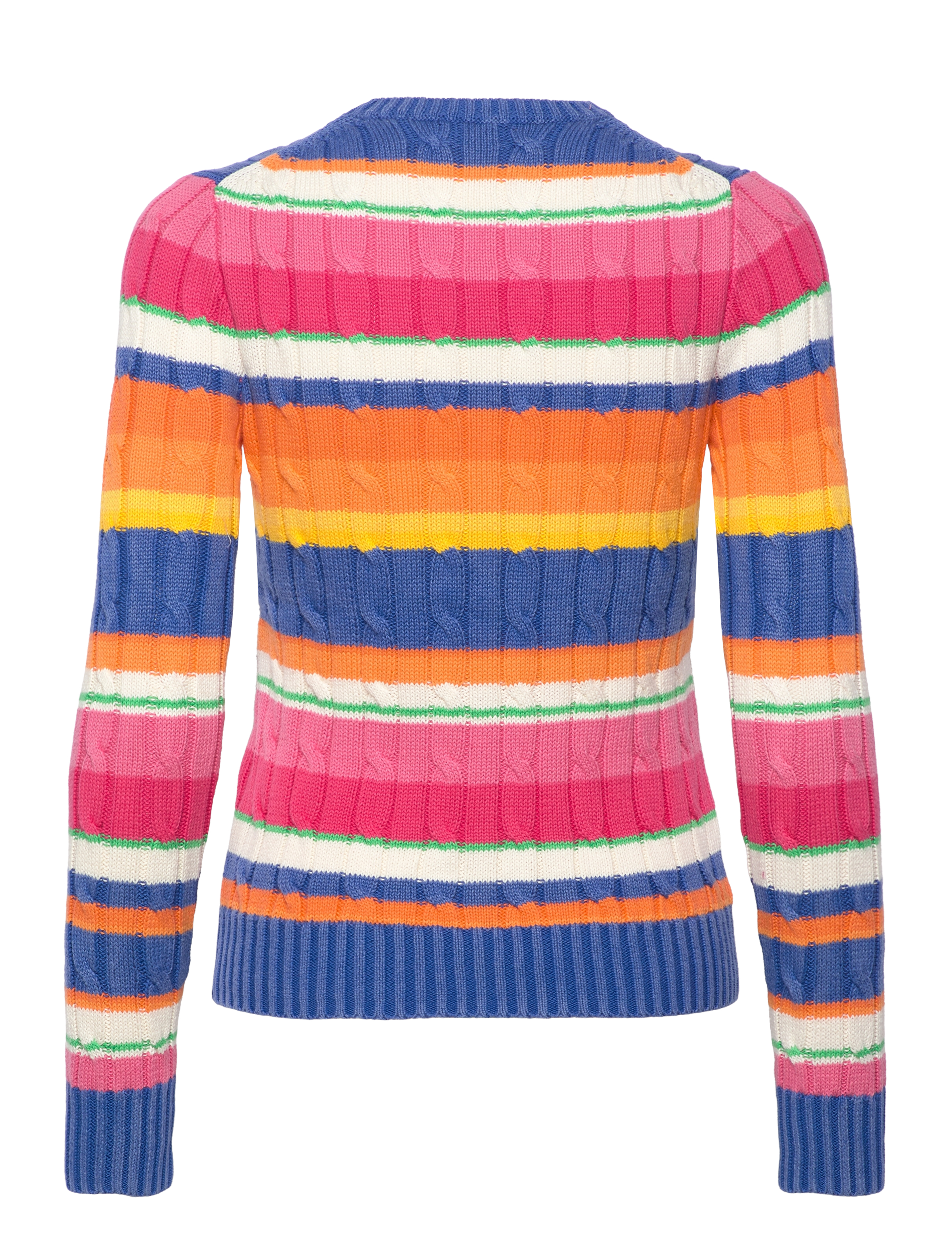 Polo Ralph Lauren - Striped Cable Cotton Crewneck Sweater - blue combo - 1