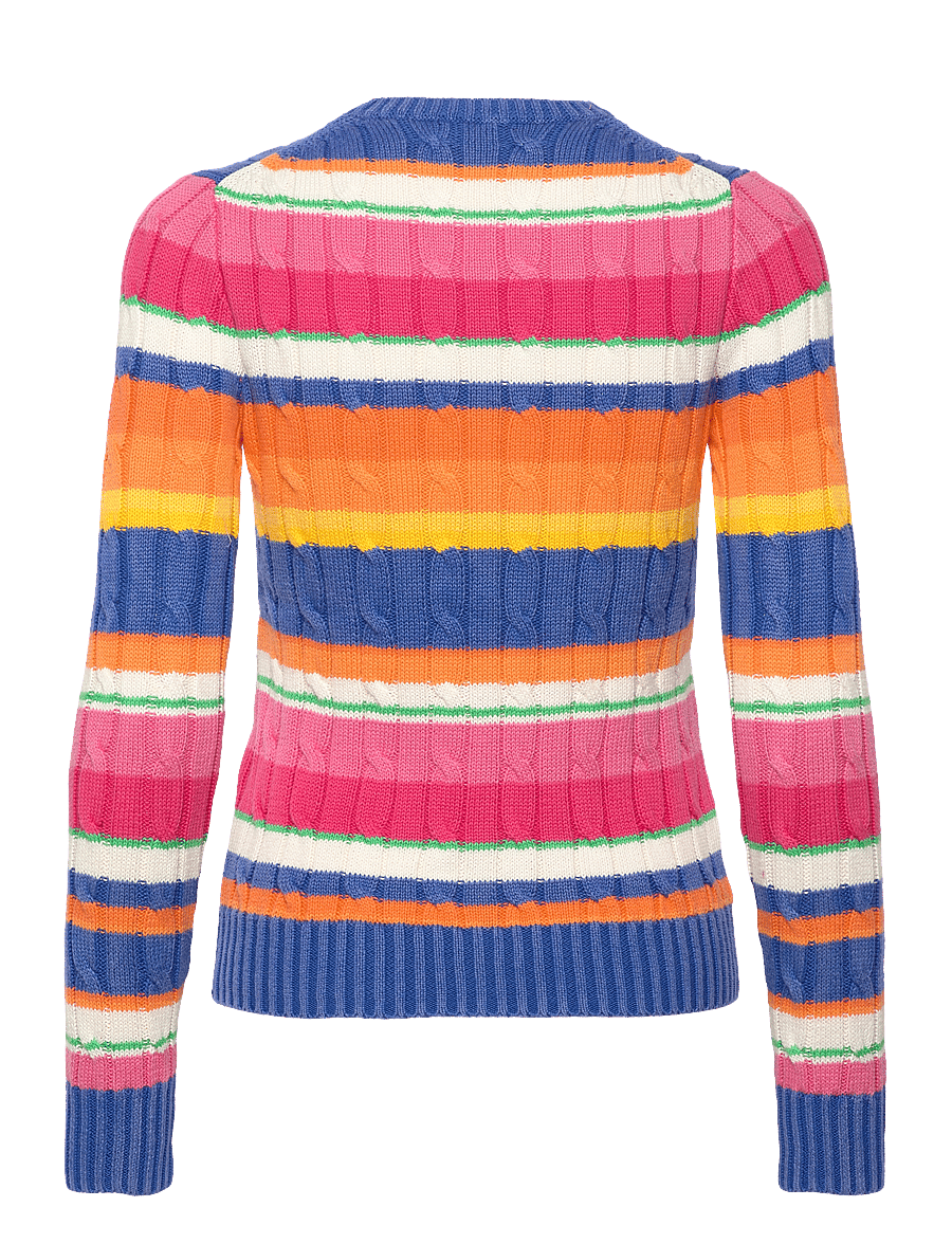 Polo Ralph Lauren - Striped Cable Cotton Crewneck Sweater - blue combo - 1
