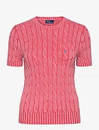 Cotton Cable Short-Sleeve Sweater - COTTON ROSE