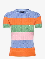 Polo Ralph Lauren - Striped Cable Short-Sleeve Sweater - strikkegensere - multi stripe - 0