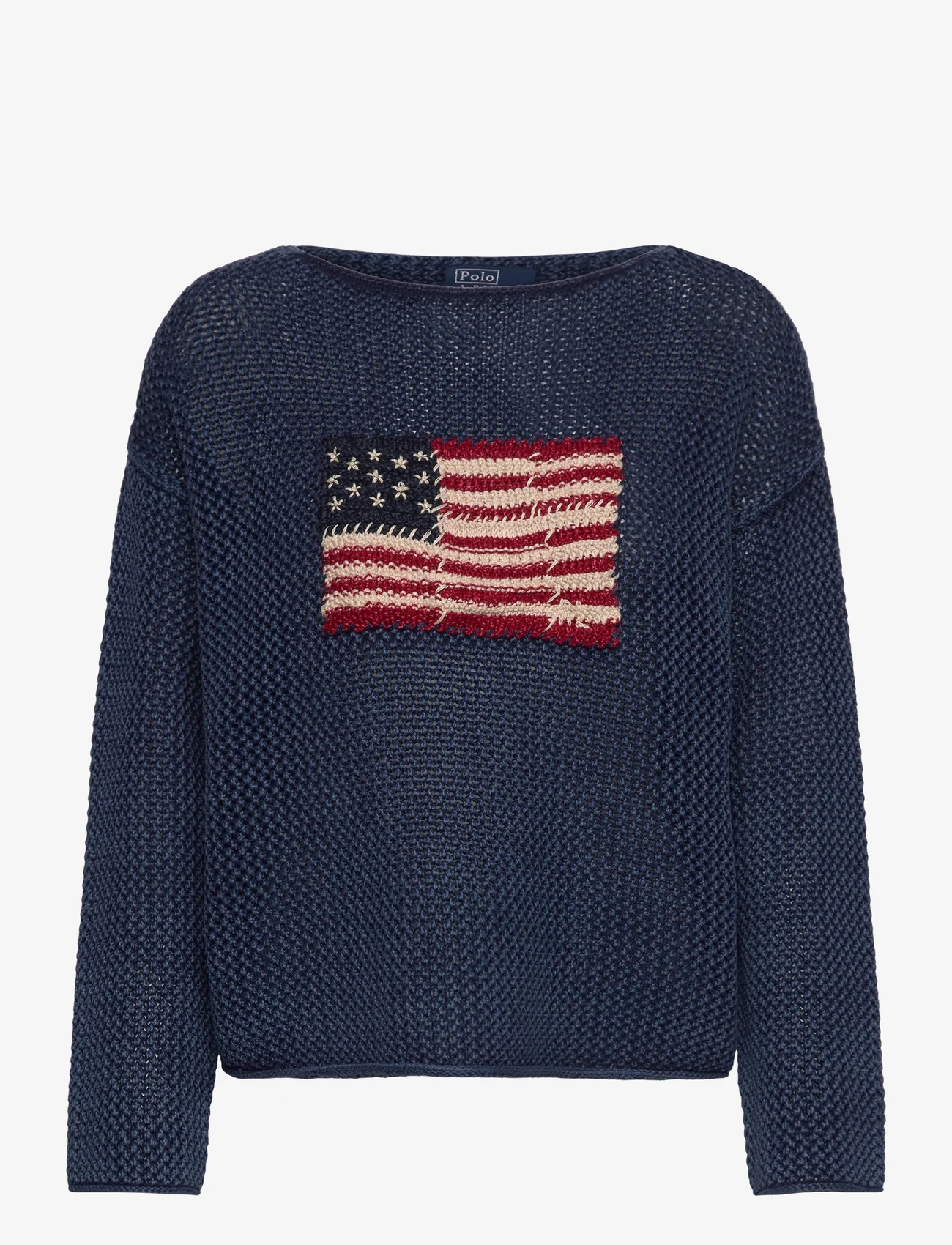Polo Ralph Lauren - Flag Pointelle Cotton-Linen Sweater - neulepuserot - blue multi - 0