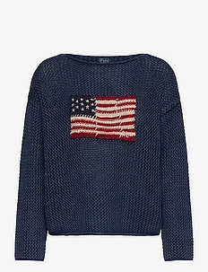 Flag Pointelle Cotton-Linen Sweater, Polo Ralph Lauren