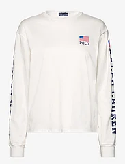 Polo Ralph Lauren - Logo Flag Jersey Long-Sleeve Tee - langärmlige tops - deckwash white - 0
