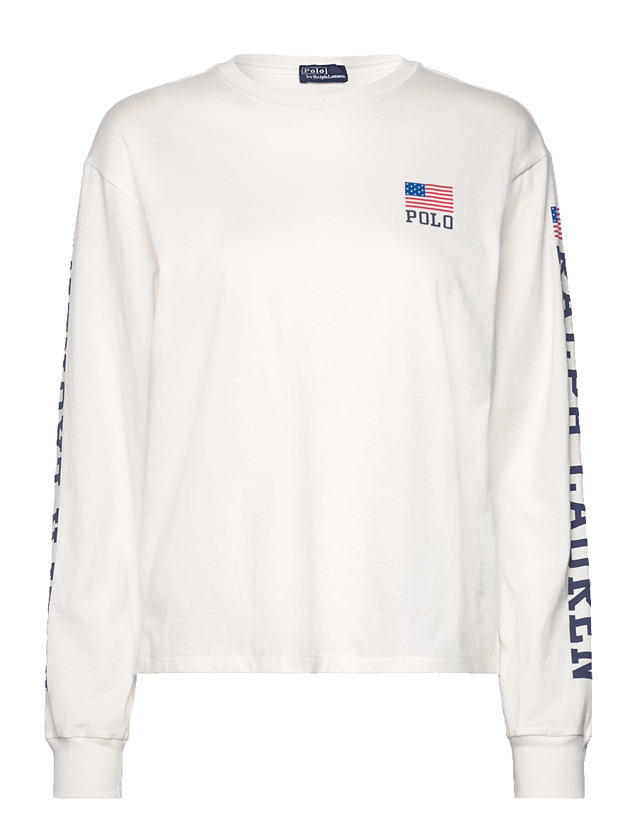 Polo Ralph Lauren - Logo Flag Jersey Long-Sleeve Tee - deckwash white - 0