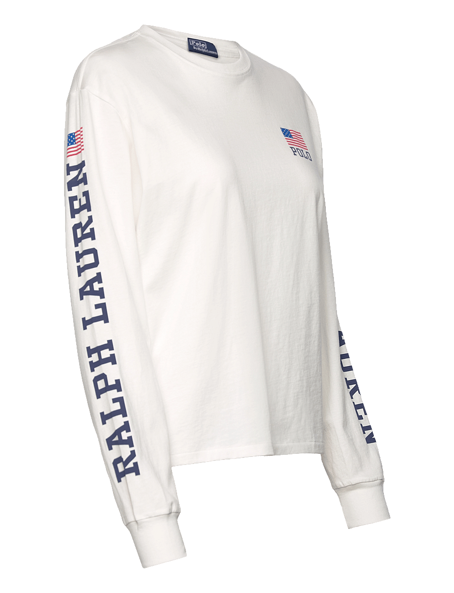 Polo Ralph Lauren - Logo Flag Jersey Long-Sleeve Tee - deckwash white - 3