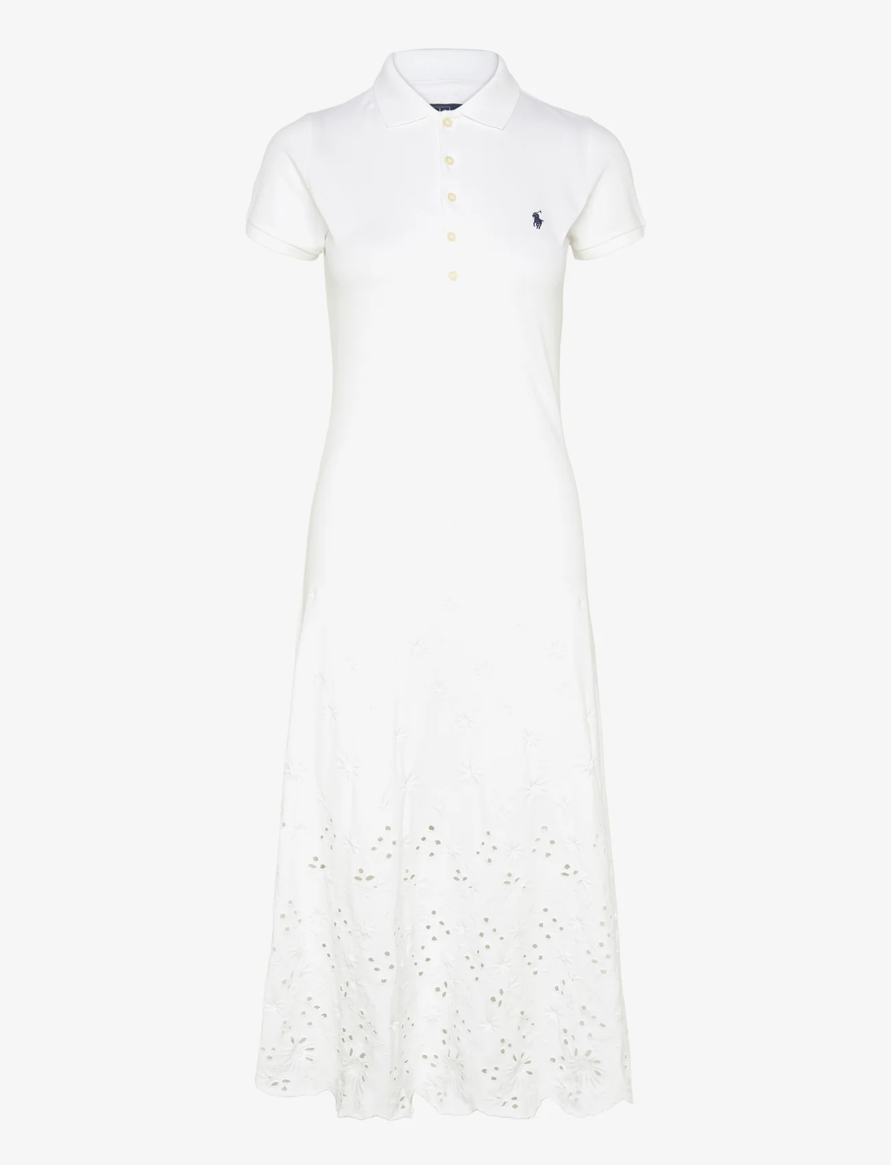 Polo Ralph Lauren - Eyelet Polo Dress - midi garuma kleitas - white - 0