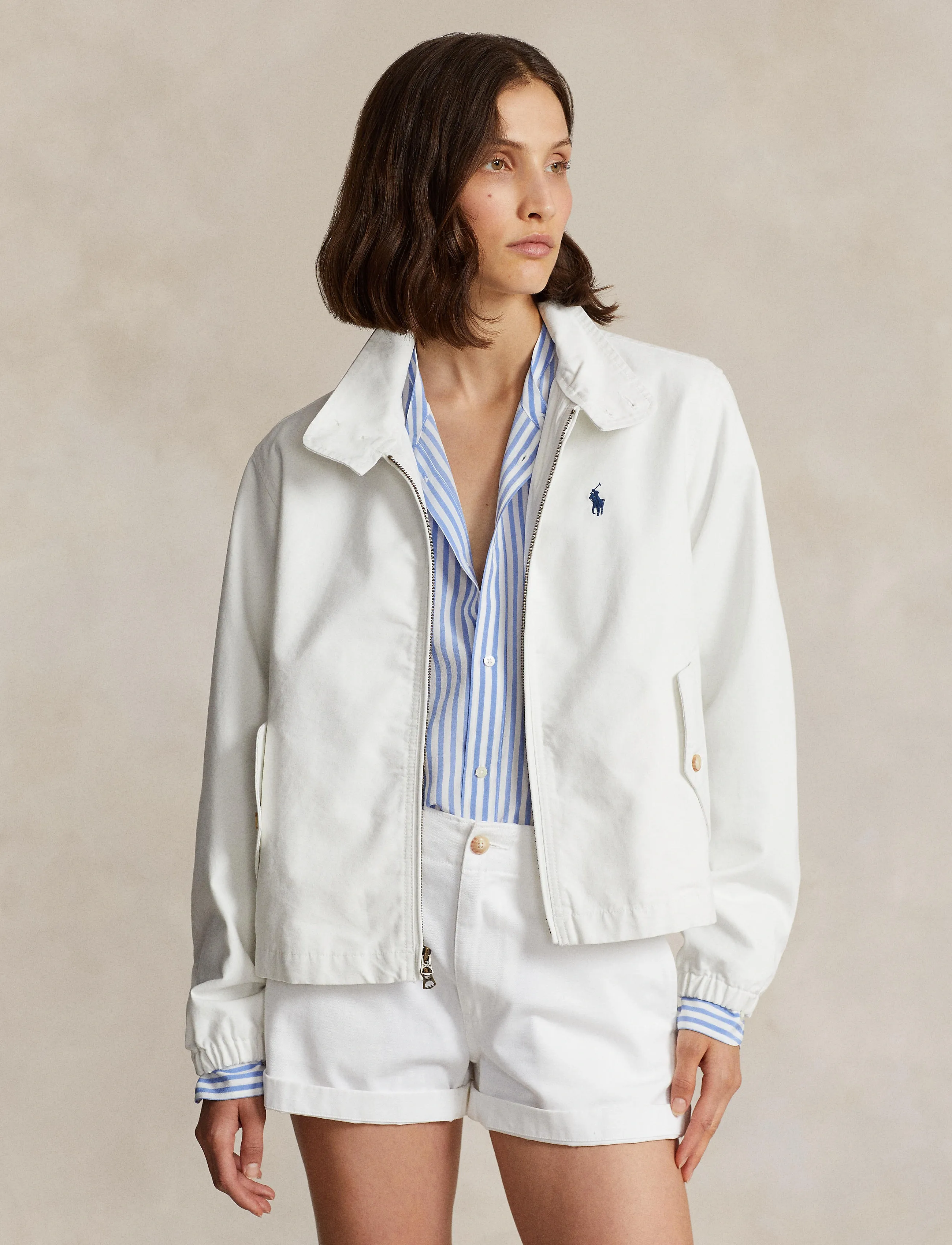 Polo Ralph Lauren Cotton Canvas Jacket, L, Jackets, Weiß - Light-summer Frauen