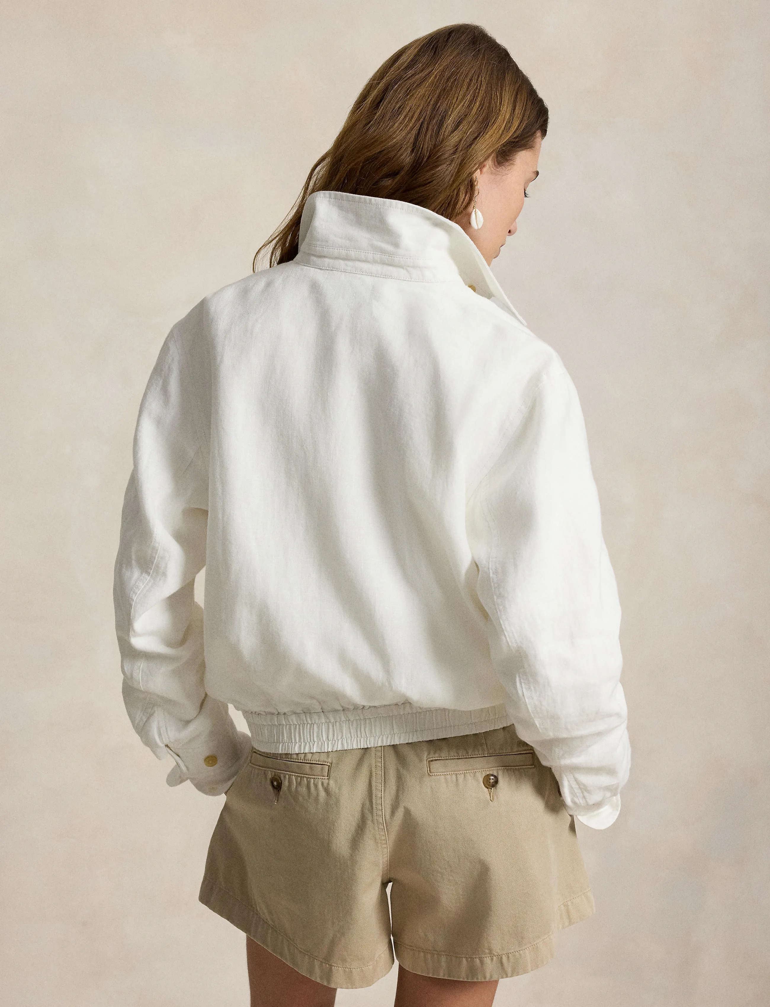 Polo Ralph Lauren Linen Windbreaker, L, White, Jakker > Bomberjakker, Dame