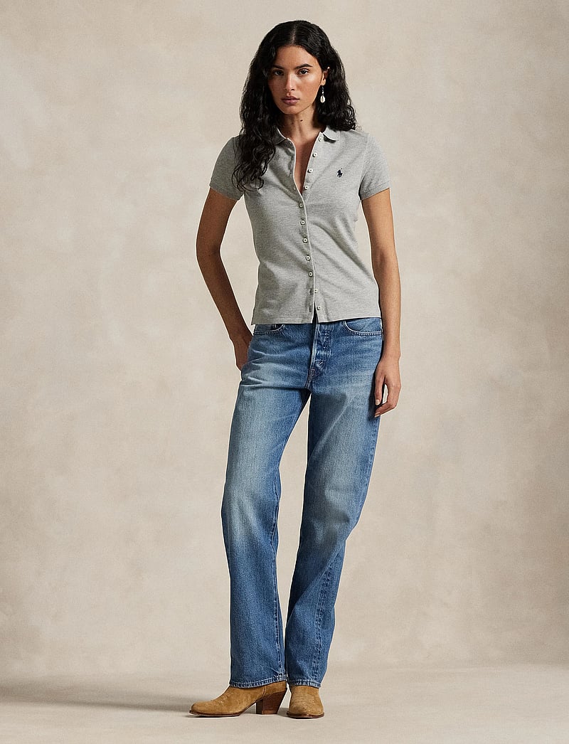 Polo Ralph Lauren - Buttoned-Placket Polo Shirt - polosärgid - andover heather - 0