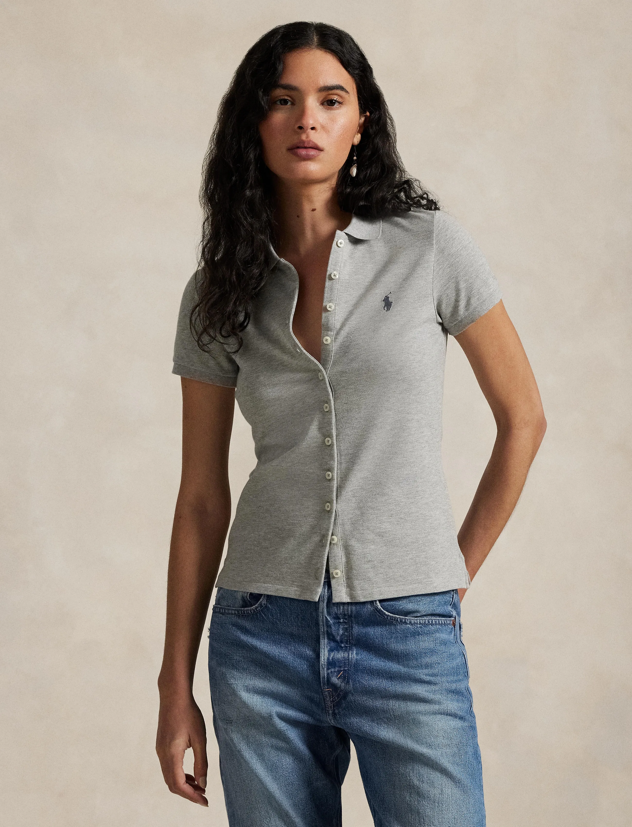 Polo Ralph Lauren - Buttoned-Placket Polo Shirt - andover heather - 3