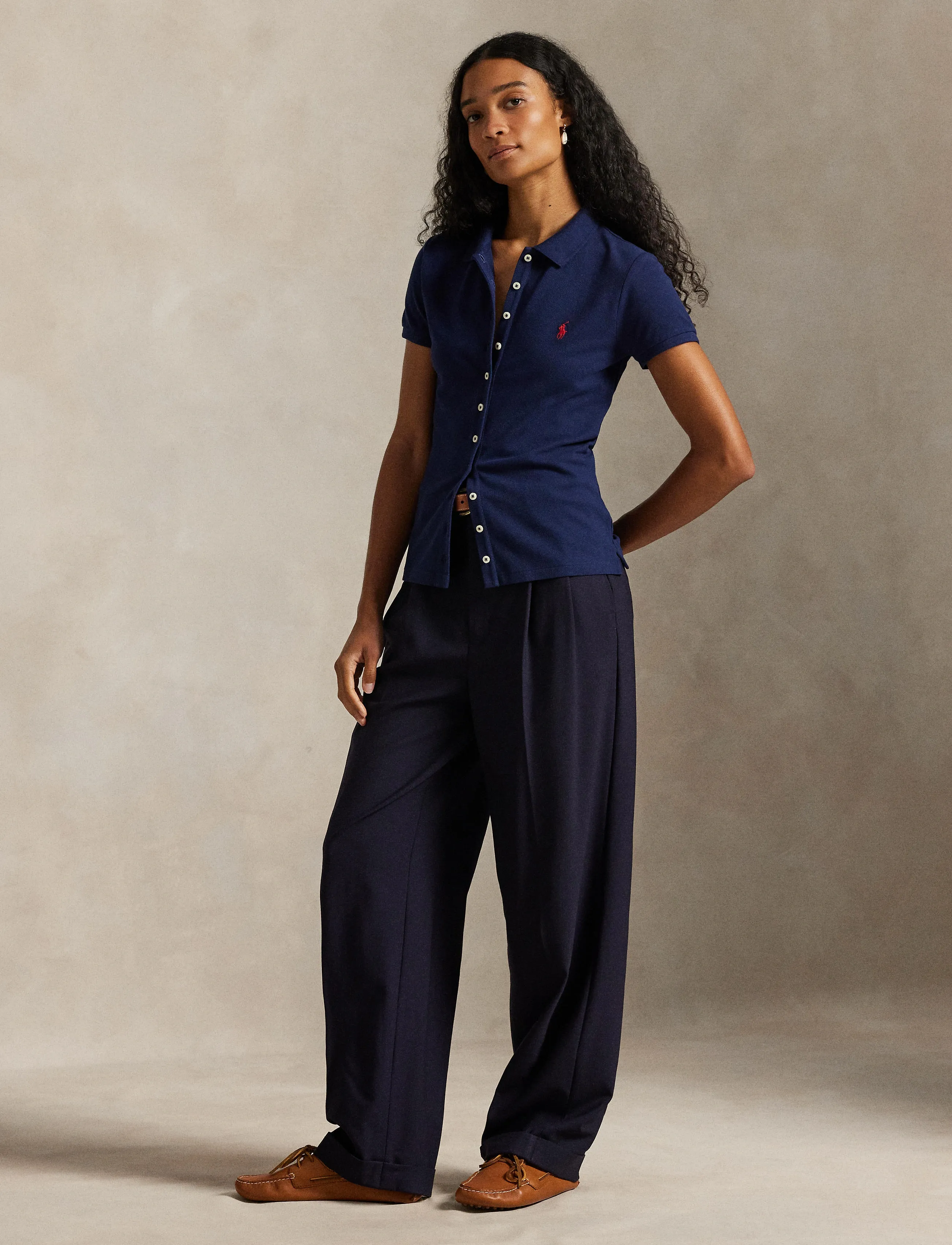 Polo Ralph Lauren - Buttoned-Placket Polo Shirt - polos - newport navy - 4