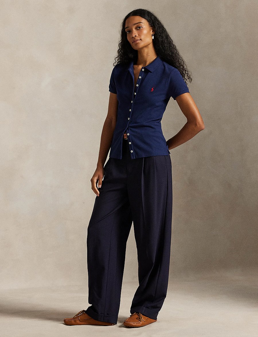 Polo Ralph Lauren - Buttoned-Placket Polo Shirt - t-shirts & tops - newport navy - 4