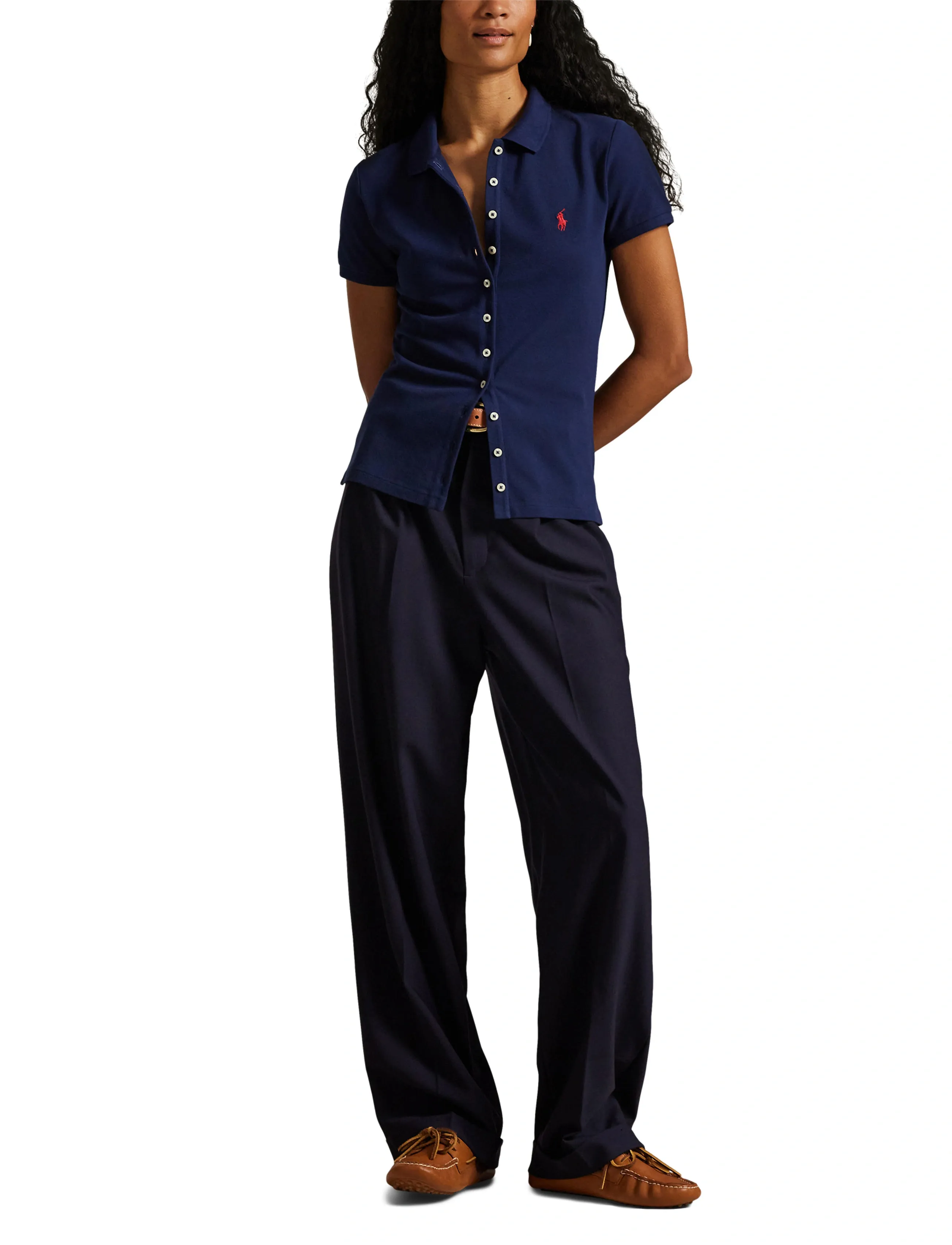 Polo Ralph Lauren - Buttoned-Placket Polo Shirt - polos - newport navy - 5