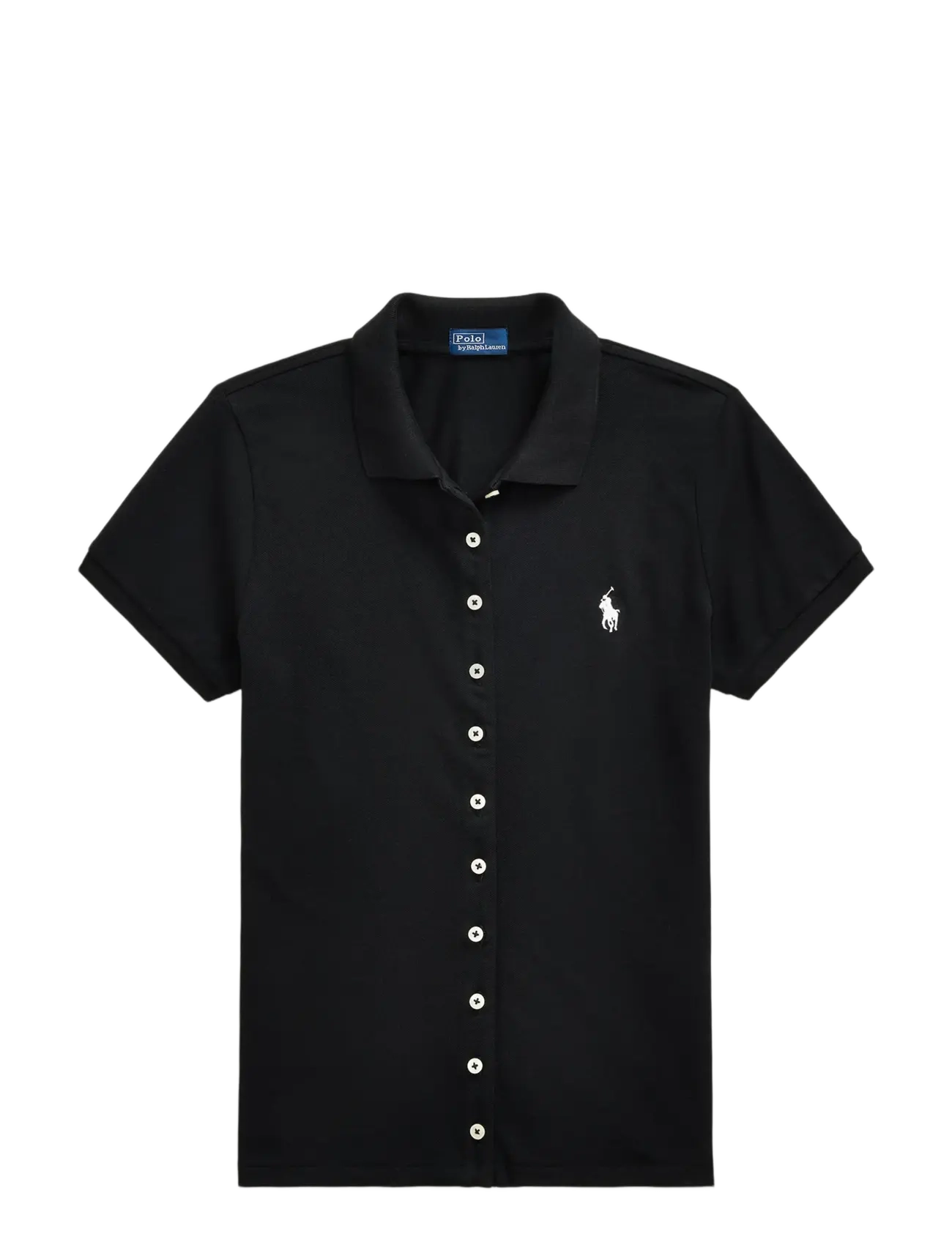 Buttoned-Placket Polo Shirt - POLO BLACK
