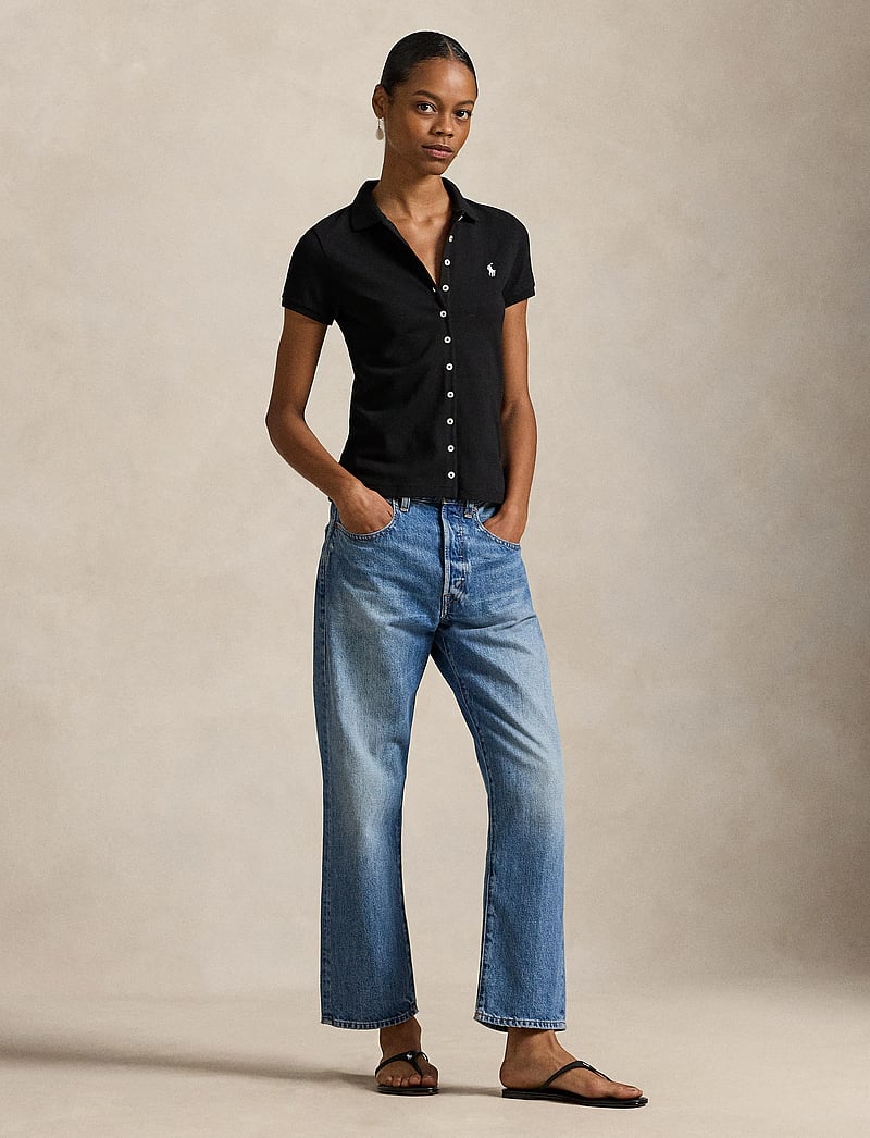 Polo Ralph Lauren - Buttoned-Placket Polo Shirt - pikéer - polo black - 0