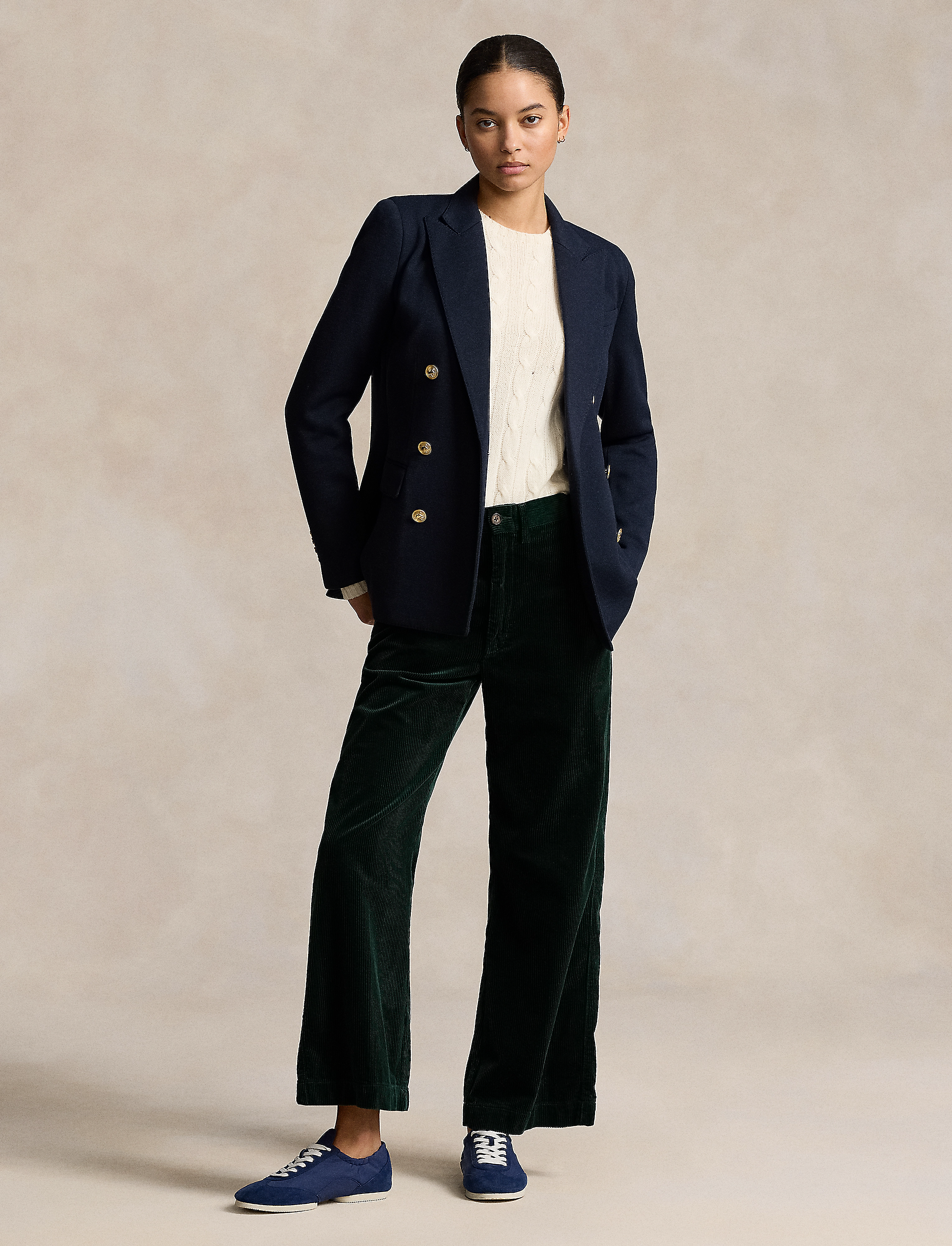 Polo Ralph Lauren - Corduroy Wide-Leg Cropped Pant - college green - 0