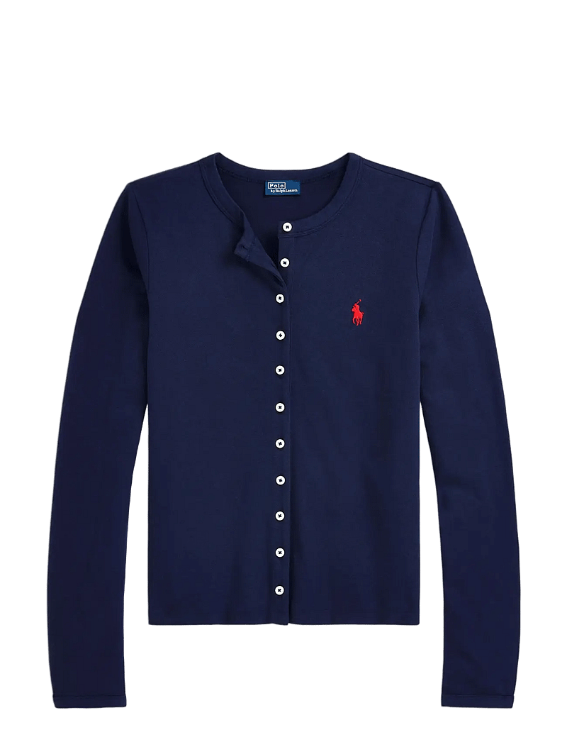 Polo Ralph Lauren - Stretch Mesh Cotton Crewneck Cardigan - cardigans - newport navy - 1