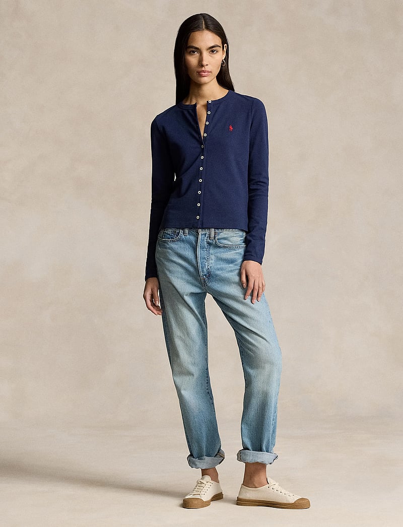 Polo Ralph Lauren - Stretch Mesh Cotton Crewneck Cardigan - cardigans - newport navy - 0