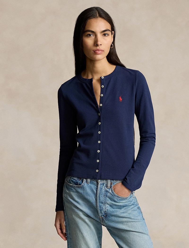 Polo Ralph Lauren - Stretch Mesh Cotton Crewneck Cardigan - cardigans - newport navy - 3