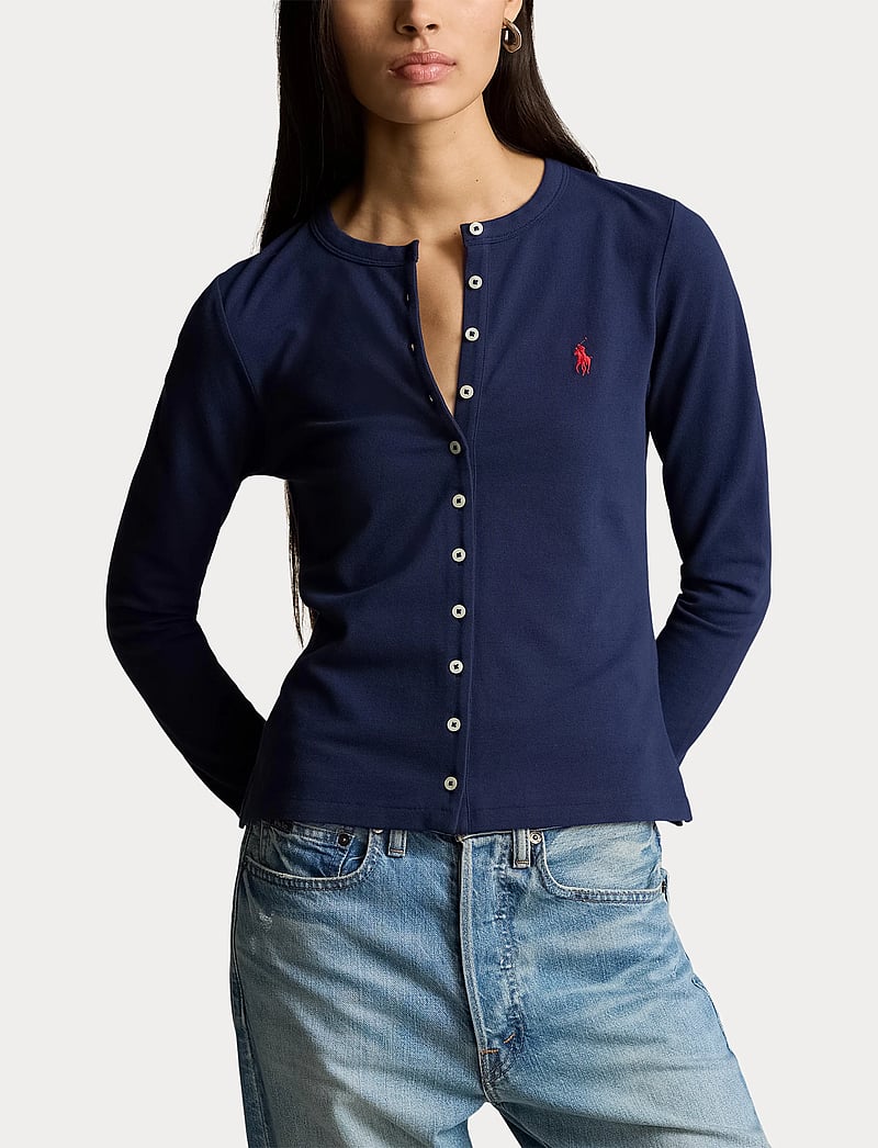 Polo Ralph Lauren - Stretch Mesh Cotton Crewneck Cardigan - cardigans - newport navy - 5