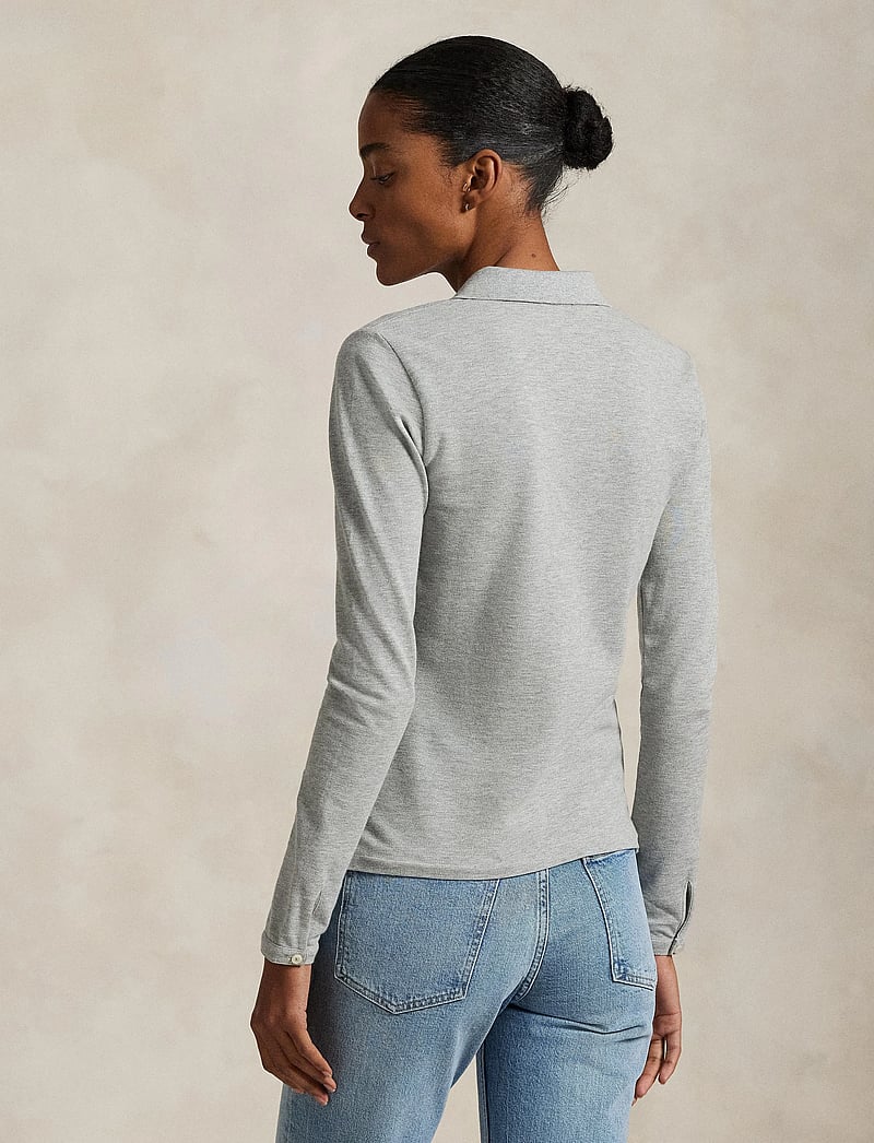 Polo Ralph Lauren - Buttoned-Placket Long-Sleeve Polo Shirt - polo marškinėliai - andover heather - 2