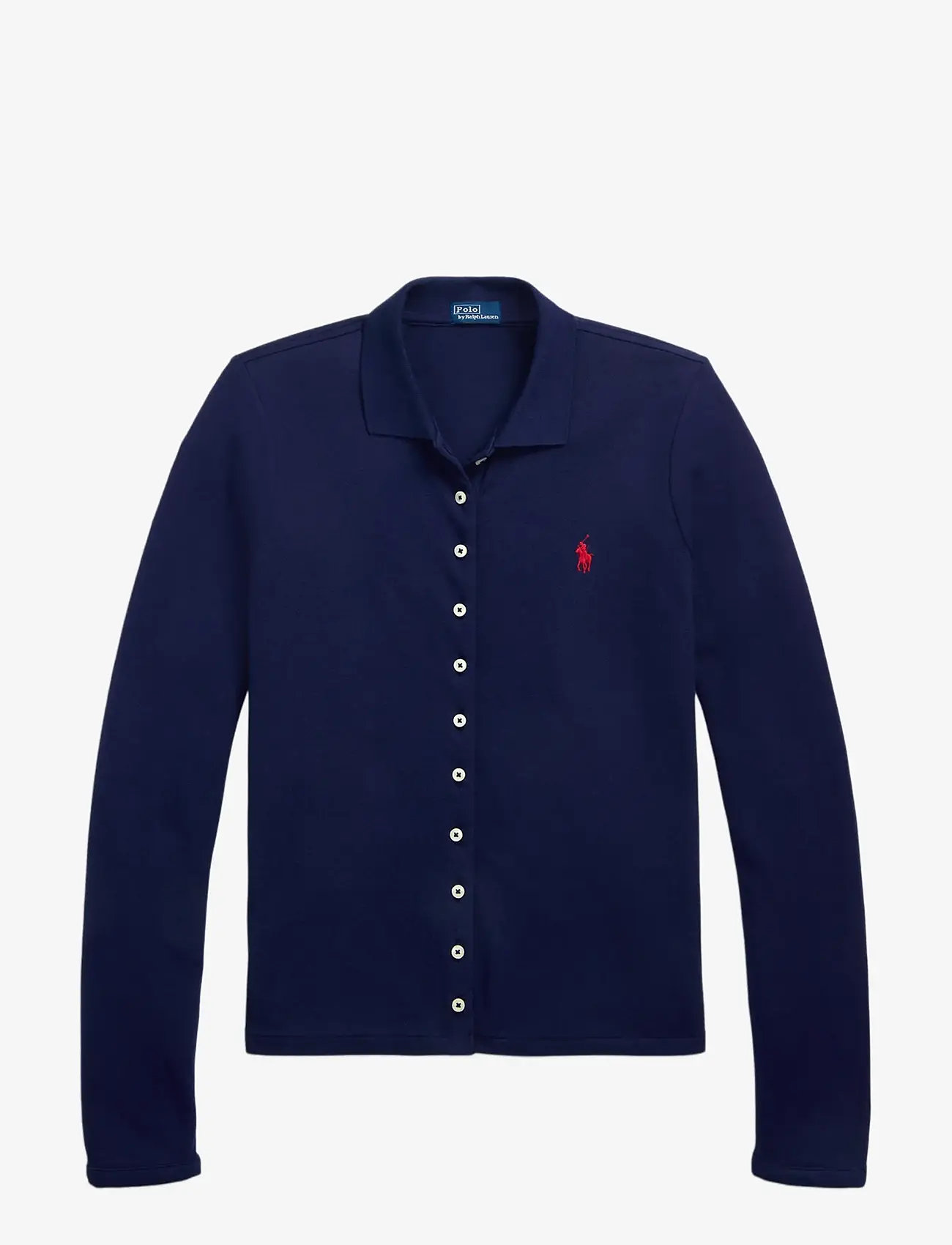 Polo Ralph Lauren - Buttoned-Placket Long-Sleeve Polo Shirt - poloshirts - newport navy - 1