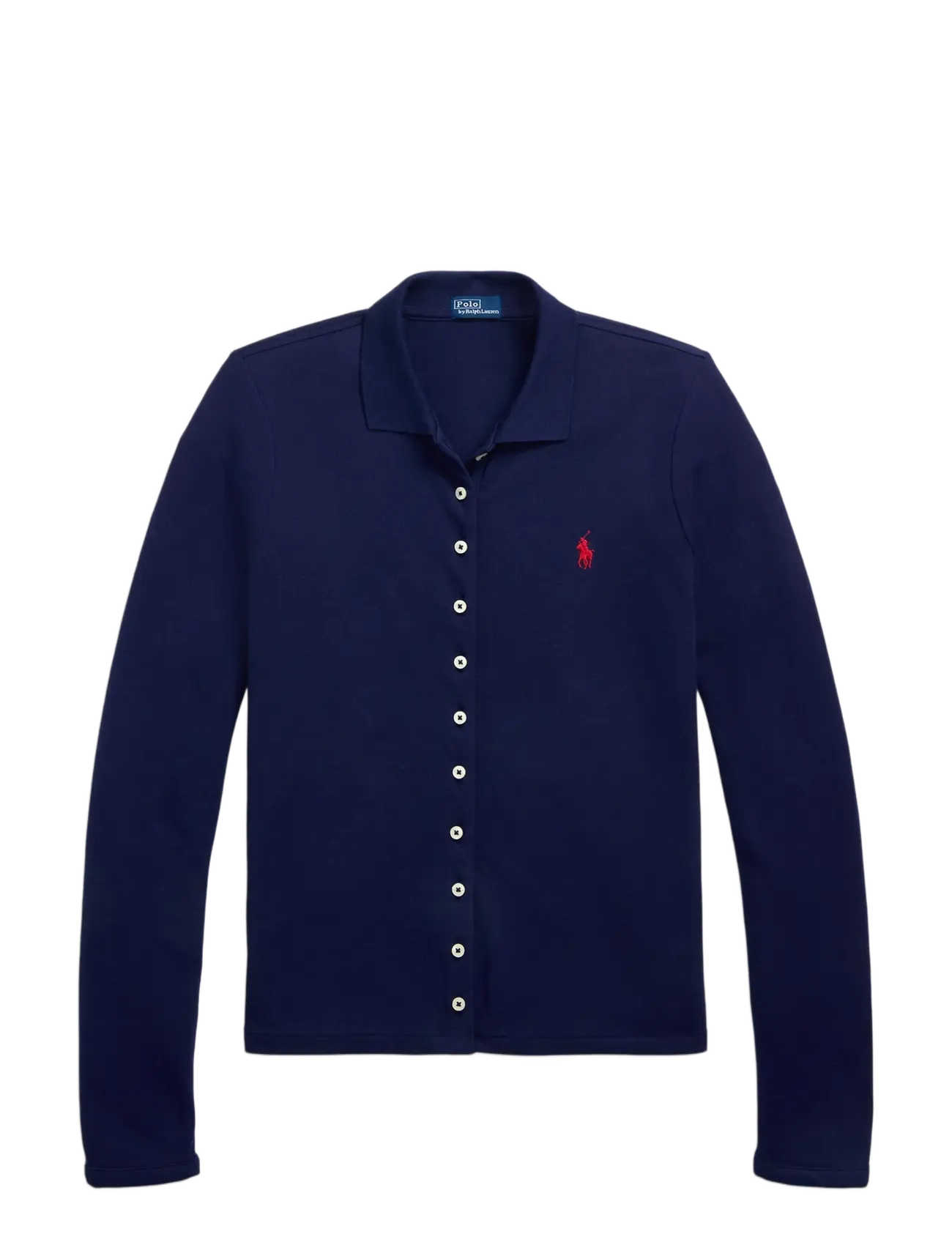 Polo Ralph Lauren Buttoned-Placket Long-Sleeve Polo Shirt - Kläder - NEWPORT NAVY / navy