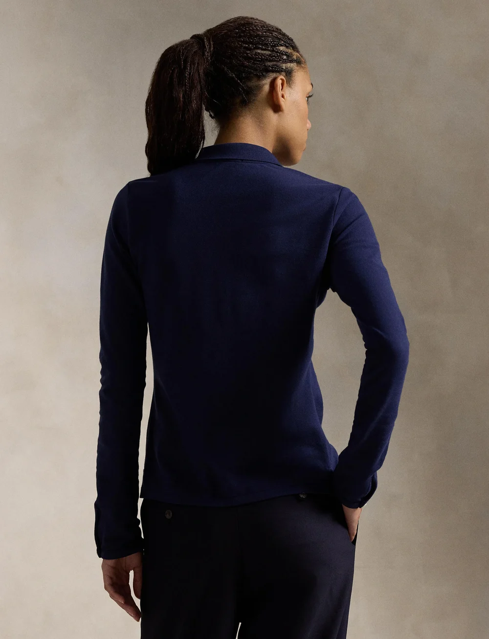 Polo Ralph Lauren - Buttoned-Placket Long-Sleeve Polo Shirt - t-paidat & topit - newport navy - 2