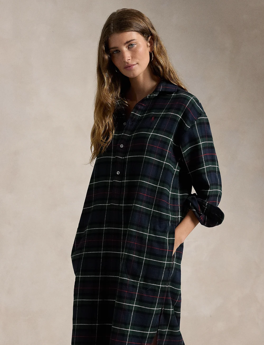Ralph lauren plaid flannel shirtdress on sale