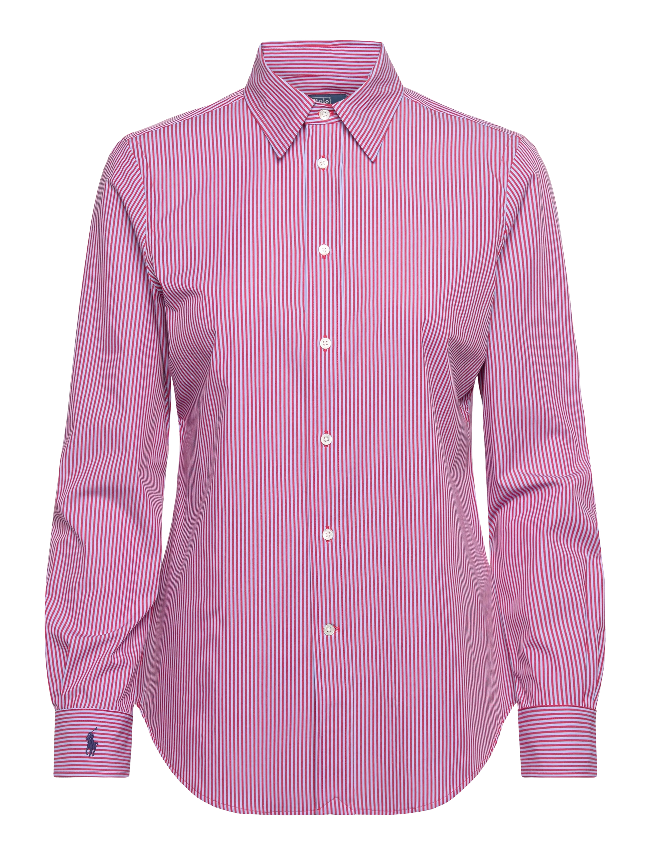Polo Ralph Lauren Stretch Slim Fit Cotton Shirt - Transitional Layering - 1969 LT BLUE RED / pink/rose