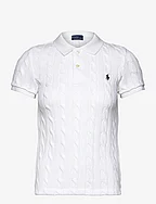 Cable-Knit Polo Shirt - WHITE