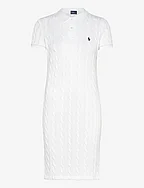 Cable-Knit Cotton Polo Dress - WHITE/ NAVY PP