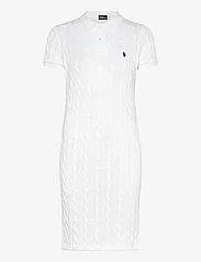 Polo Ralph Lauren - Cable-Knit Cotton Polo Dress - stickade klänningar - white/ navy pp - 0