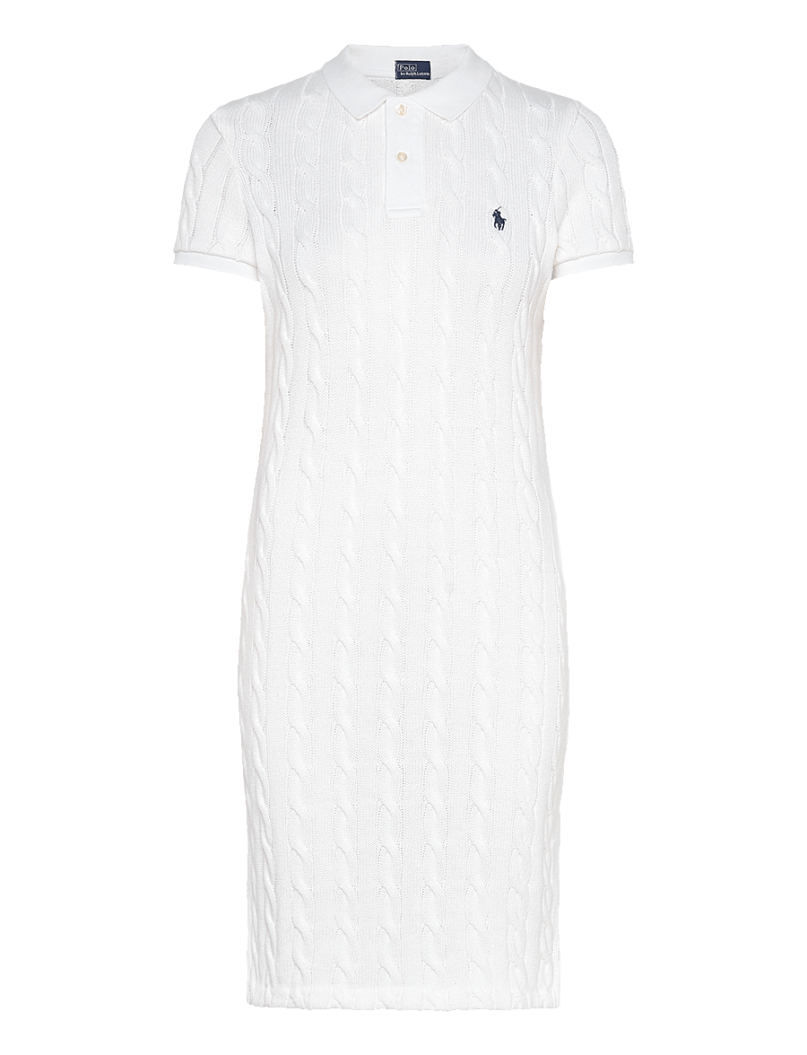 Polo Ralph Lauren - Cable-Knit Cotton Polo Dress - white/ navy pp - 0