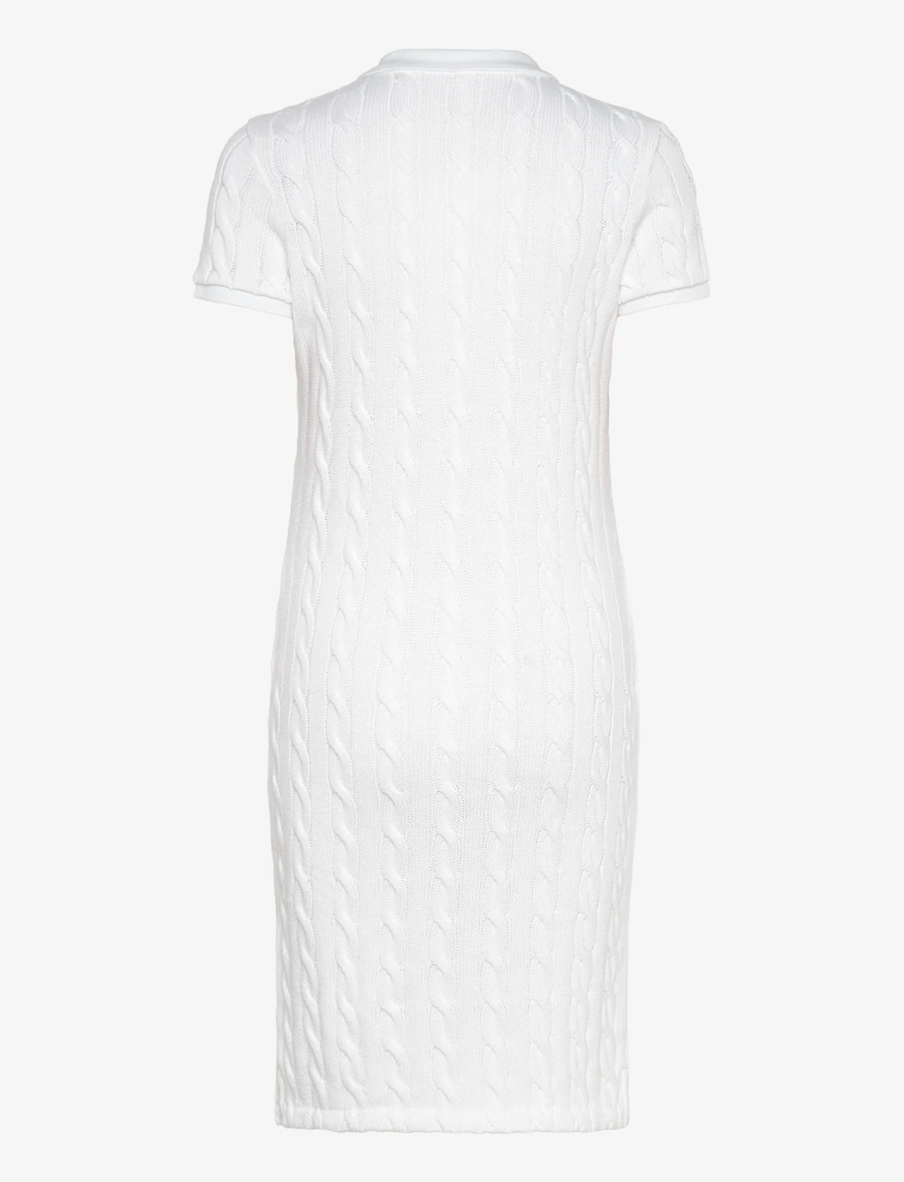 Polo Ralph Lauren - Cable-Knit Cotton Polo Dress - stickade klänningar - white/ navy pp - 1