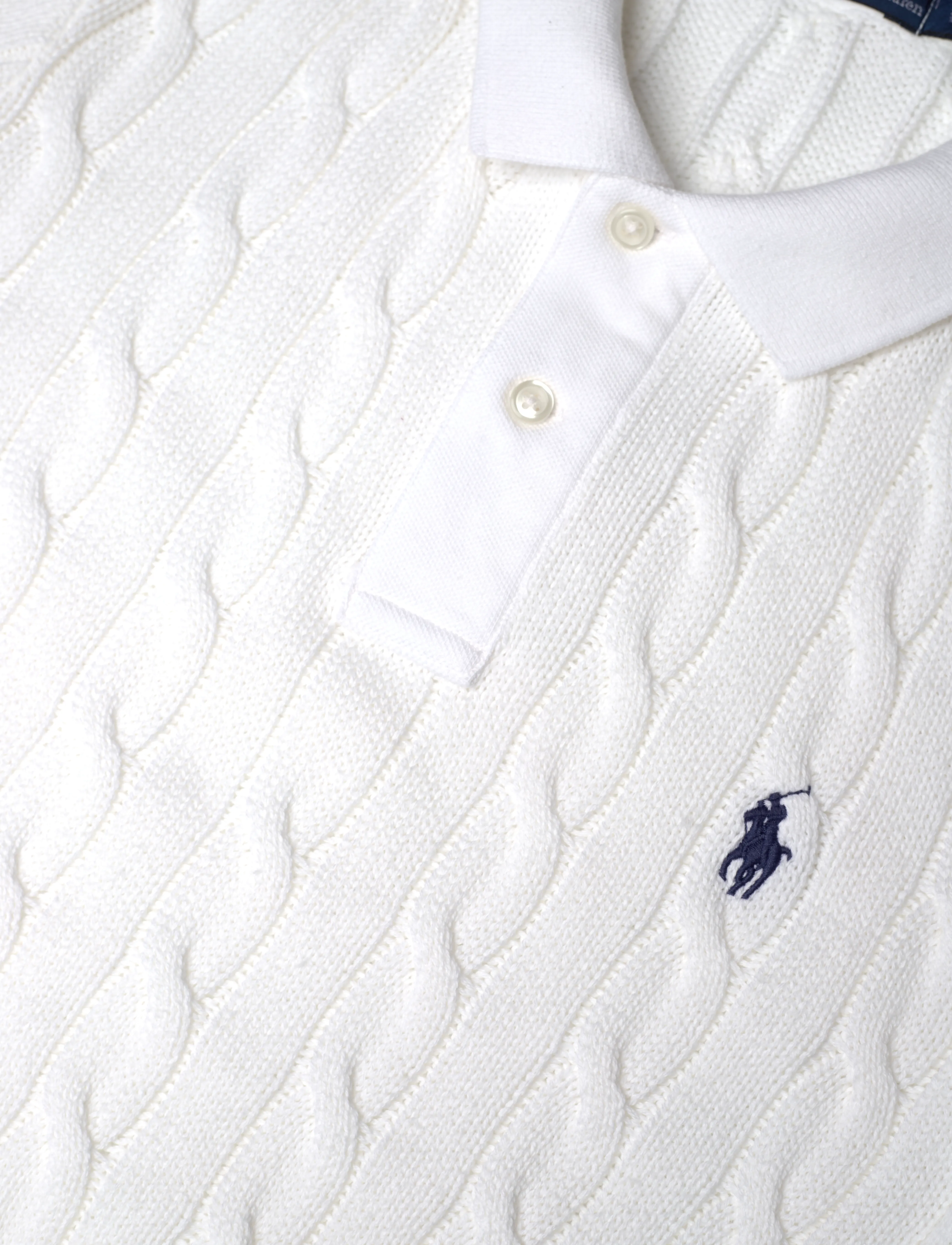 Polo Ralph Lauren - Cable-Knit Cotton Polo Dress - white/ navy pp - 2