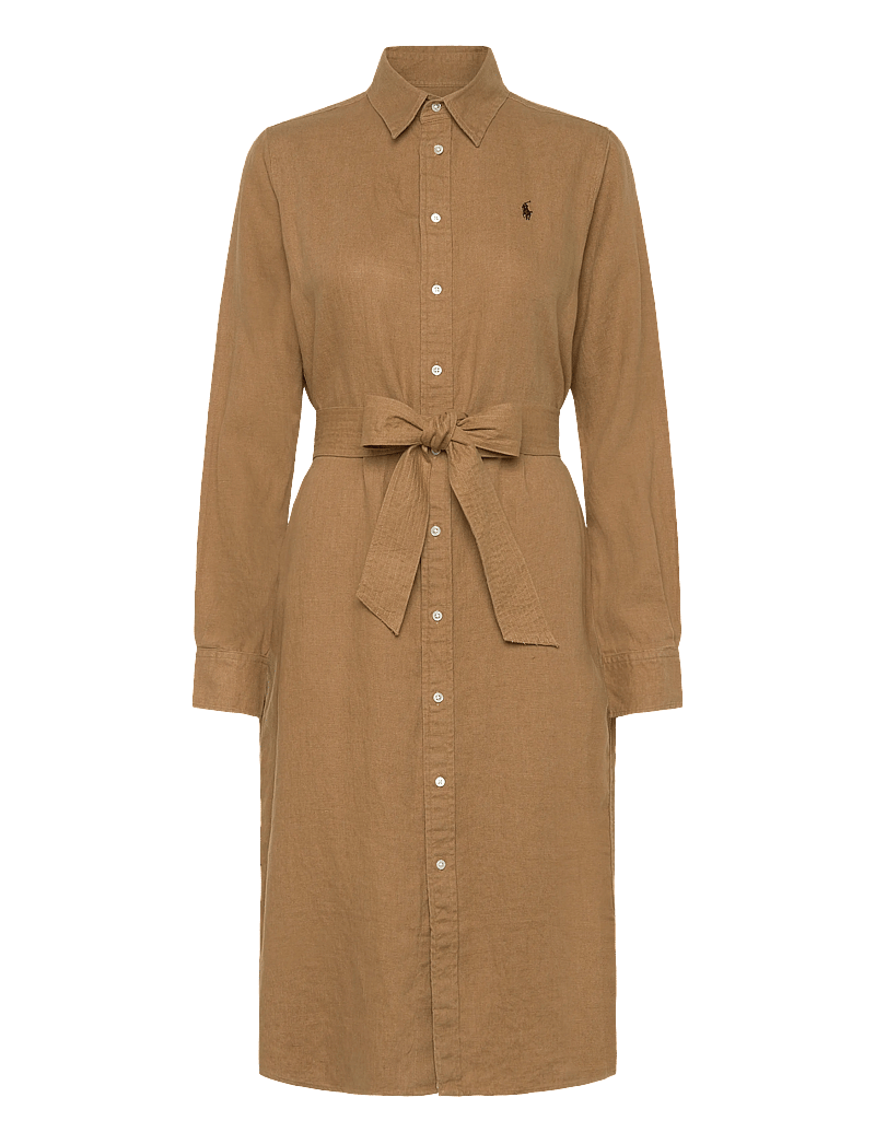 Polo Ralph Lauren - Belted Linen Shirtdress - skjortklänningar - berkshire tan - 0