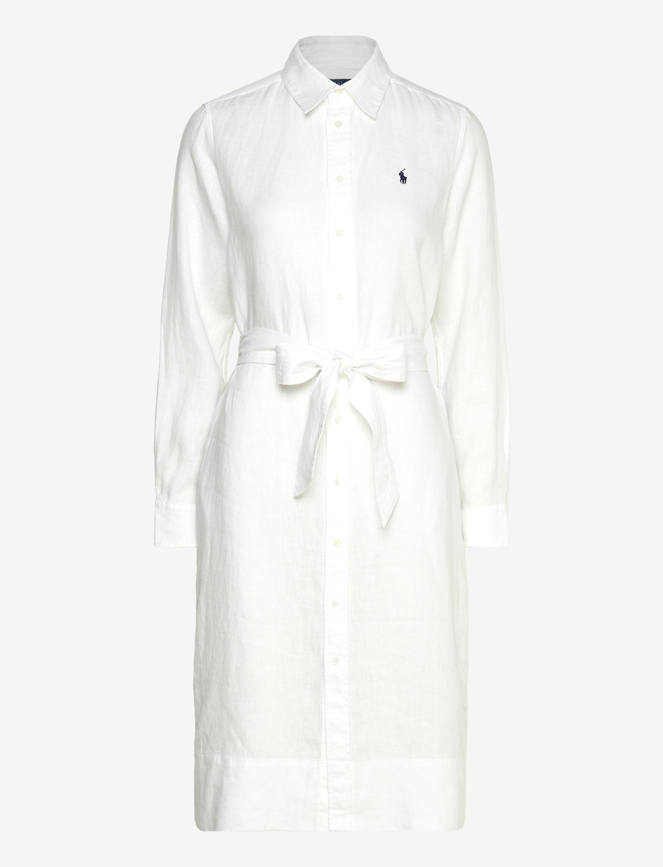 Polo Ralph Lauren - Belted Linen Shirtdress - skjortekjoler - white - 0