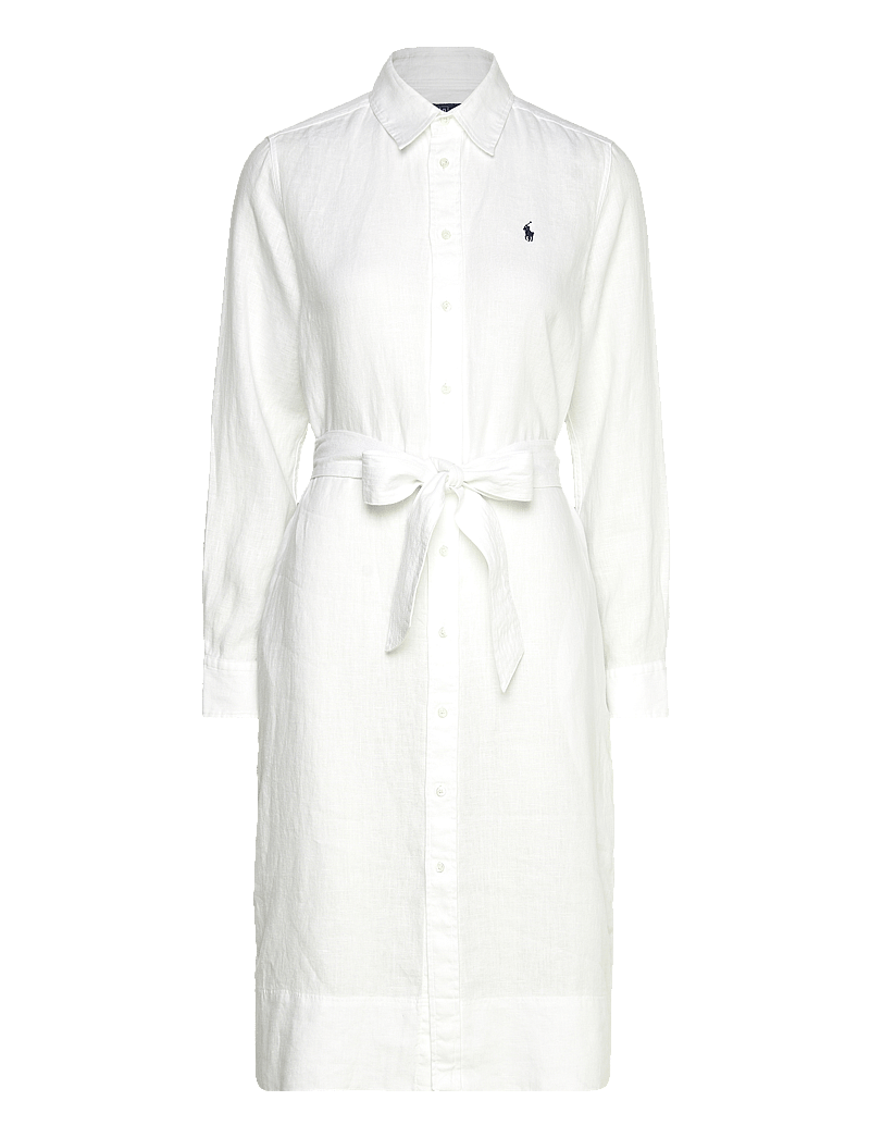 Polo Ralph Lauren - Belted Linen Shirtdress - skjortekjoler - white - 0
