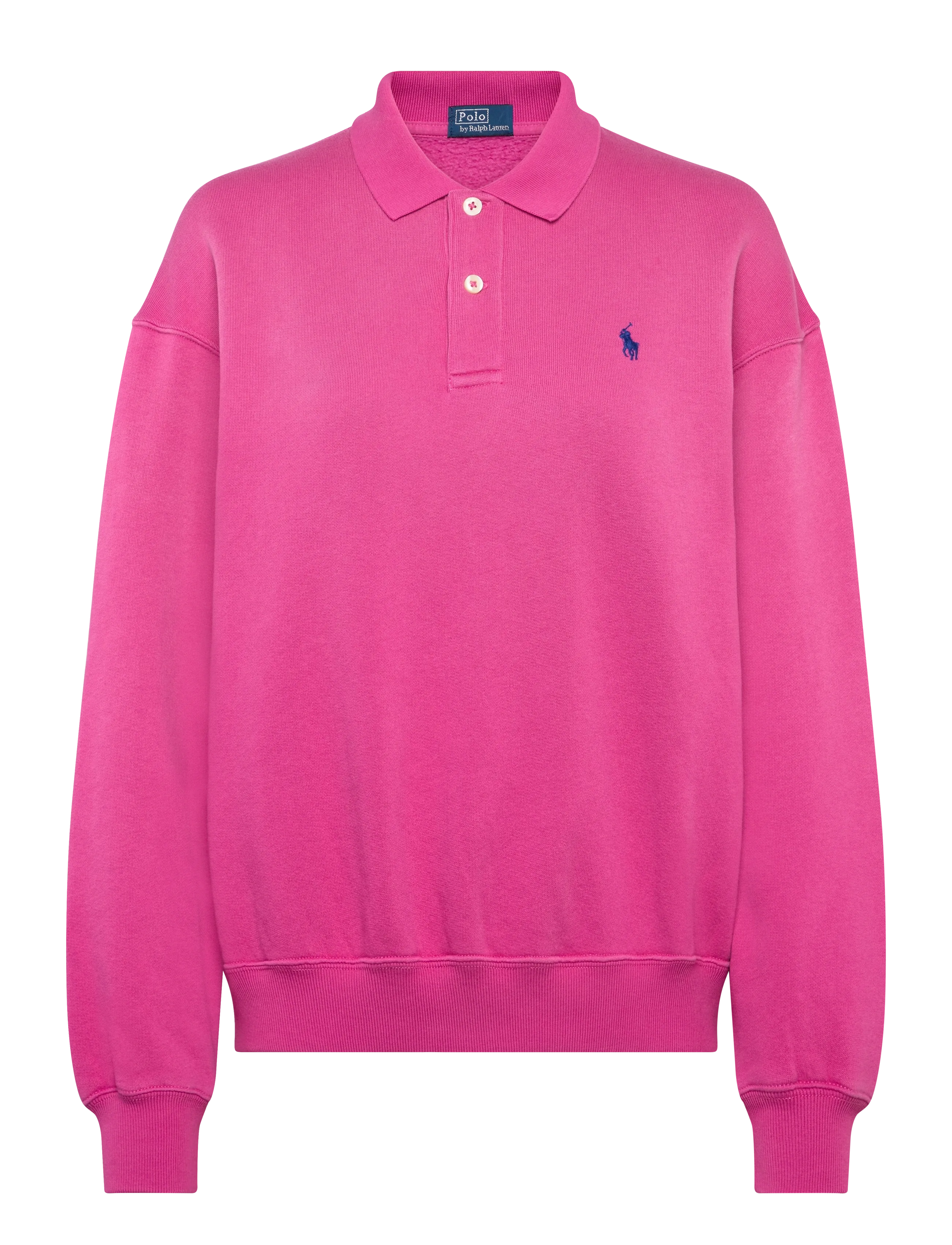 POLO RALPH LAUREN Polo-Collar Fleece Pullover Pink - L - Damen