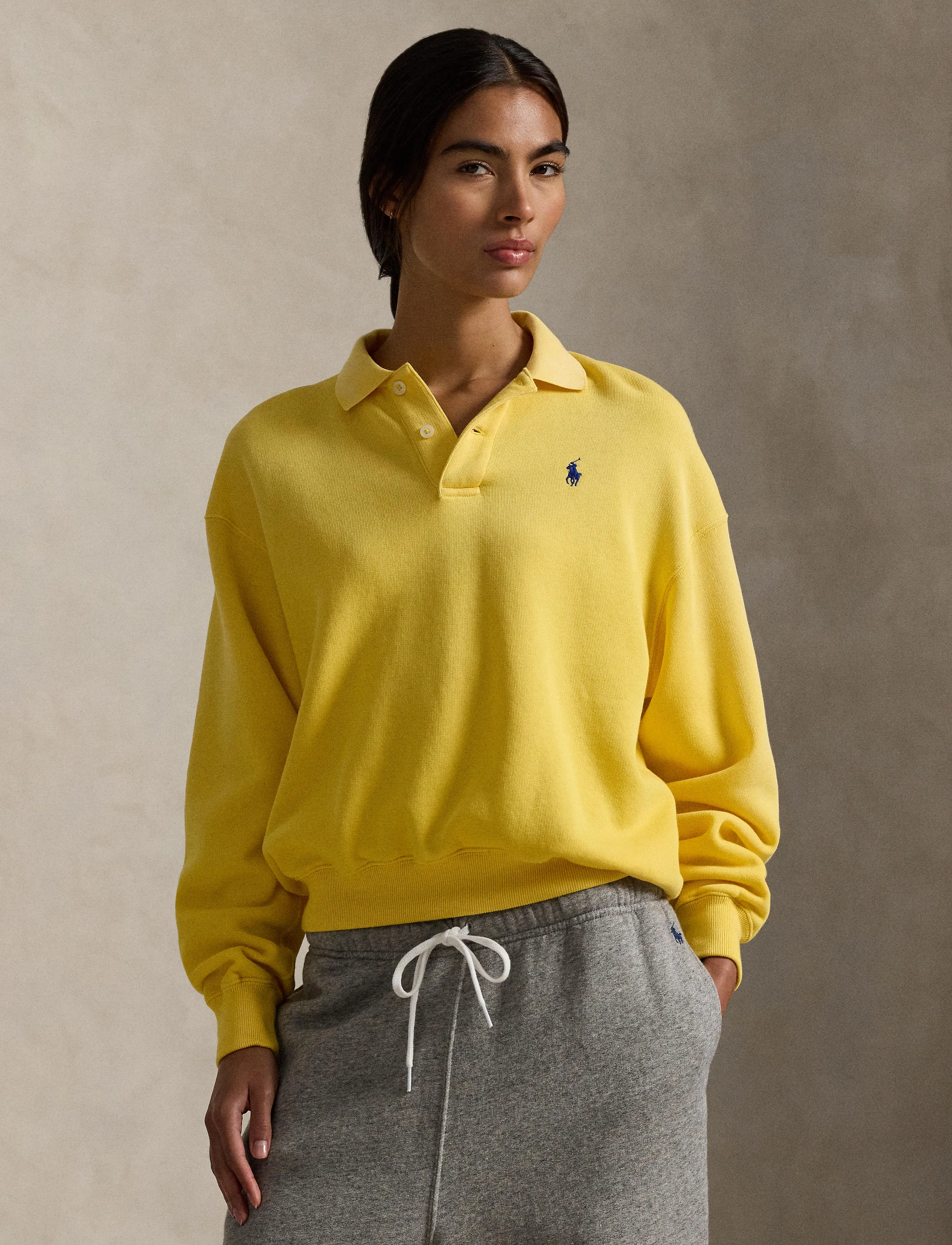Polo Ralph Lauren Polo-Collar Fleece Pullover, S, T-shirts & Oberteile, Gelb - Polos, Frauen