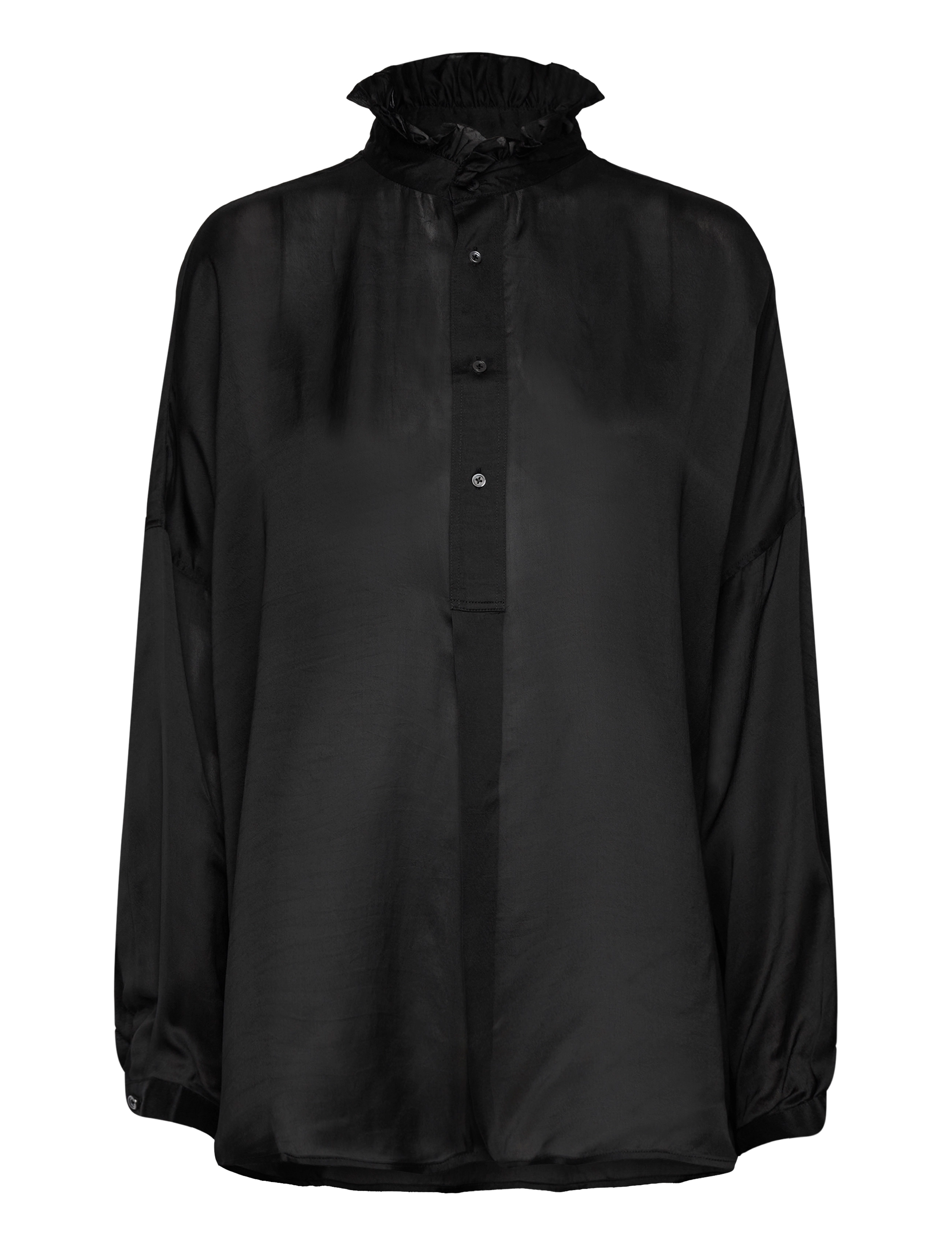 Polo Ralph Lauren Ruffled-Collar Silk-Blend Tunic - Pluusid ja särgid - POLO BLACK / black
