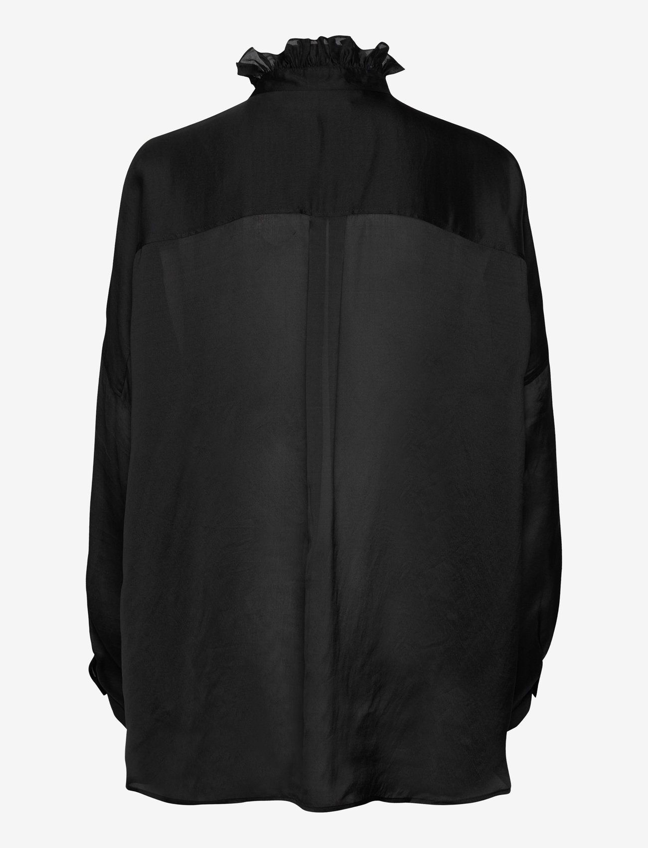 Polo Ralph Lauren - Ruffled-Collar Silk-Blend Tunic - långärmade blusar - polo black - 1