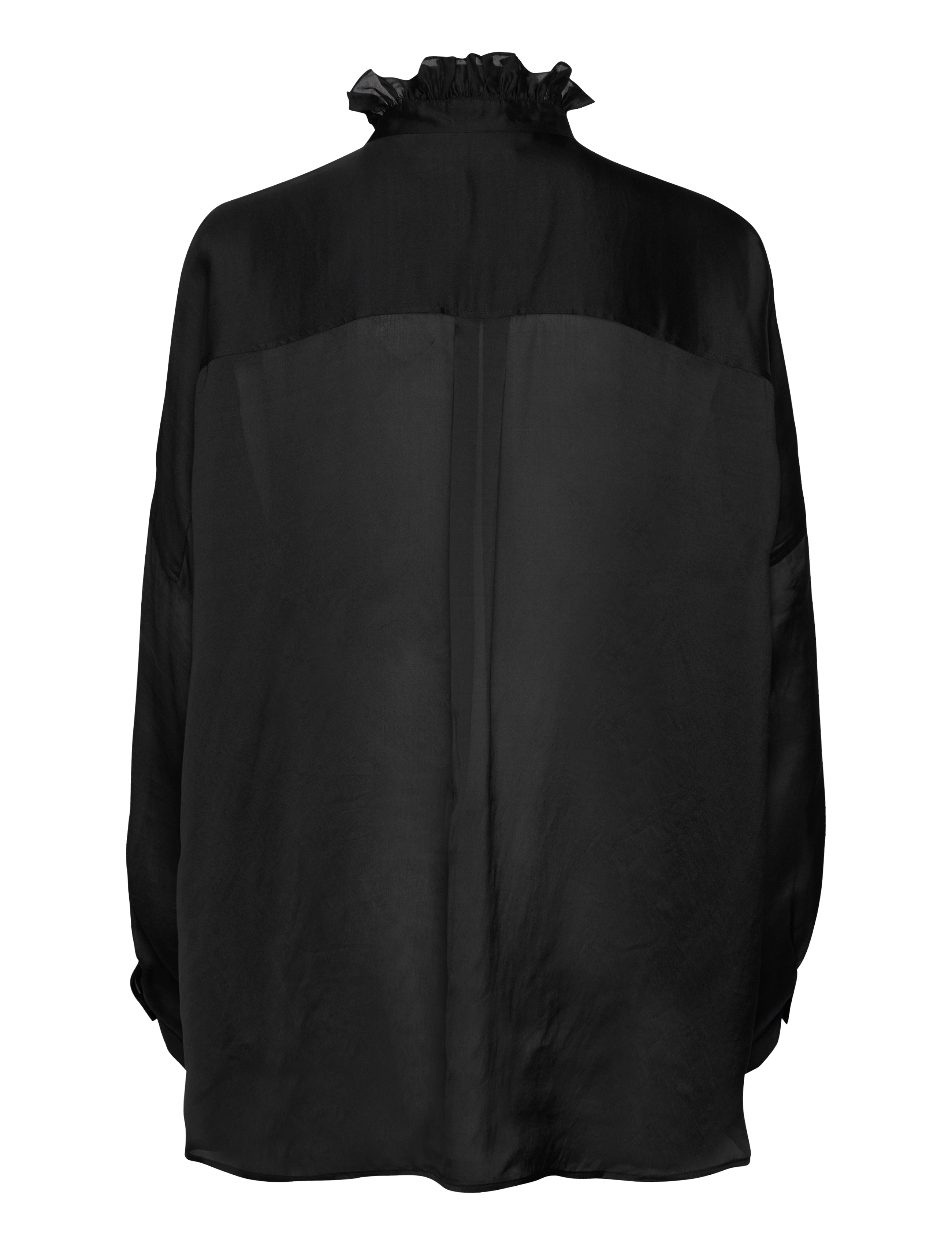 Polo Ralph Lauren - Ruffled-Collar Silk-Blend Tunic - langärmlige blusen - polo black - 1