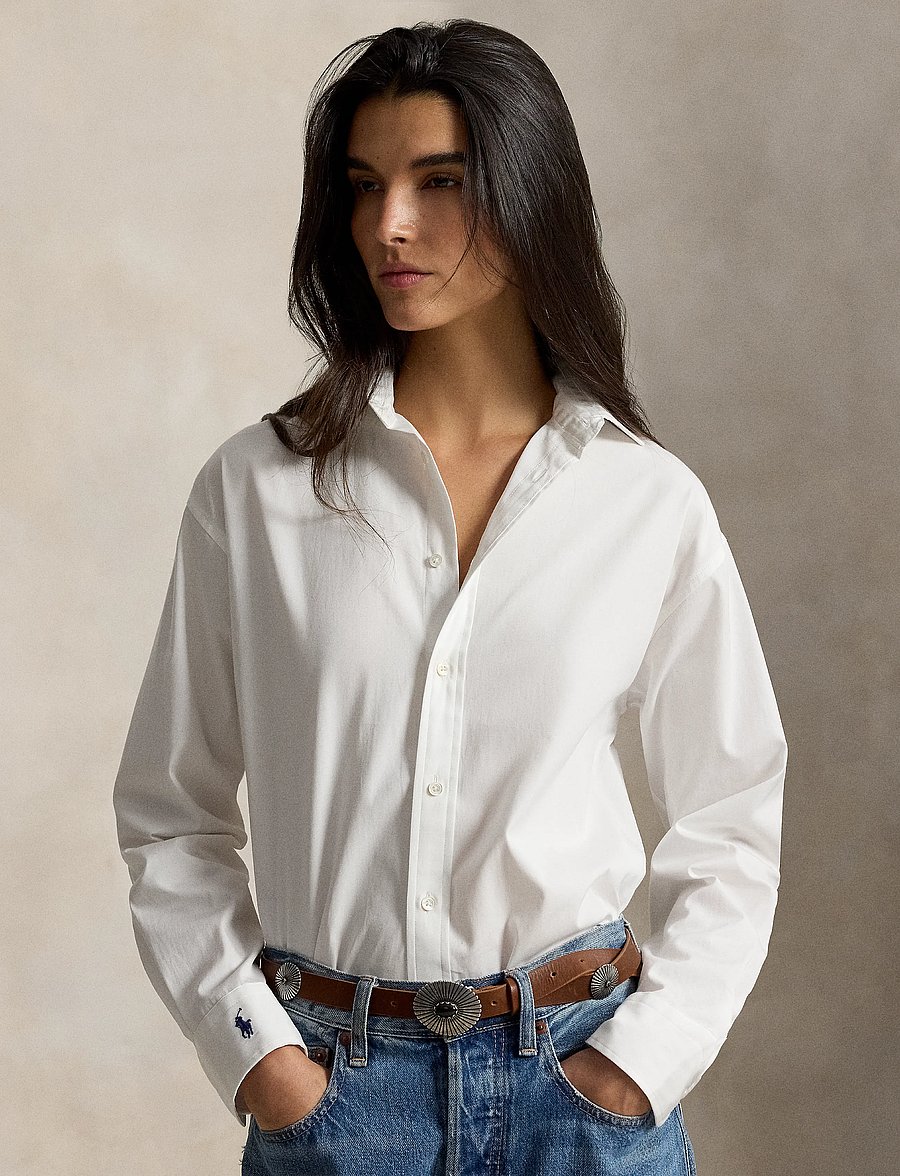 Polo Ralph Lauren - Relaxed Fit Cotton Shirt - langärmlige hemden - white - 0