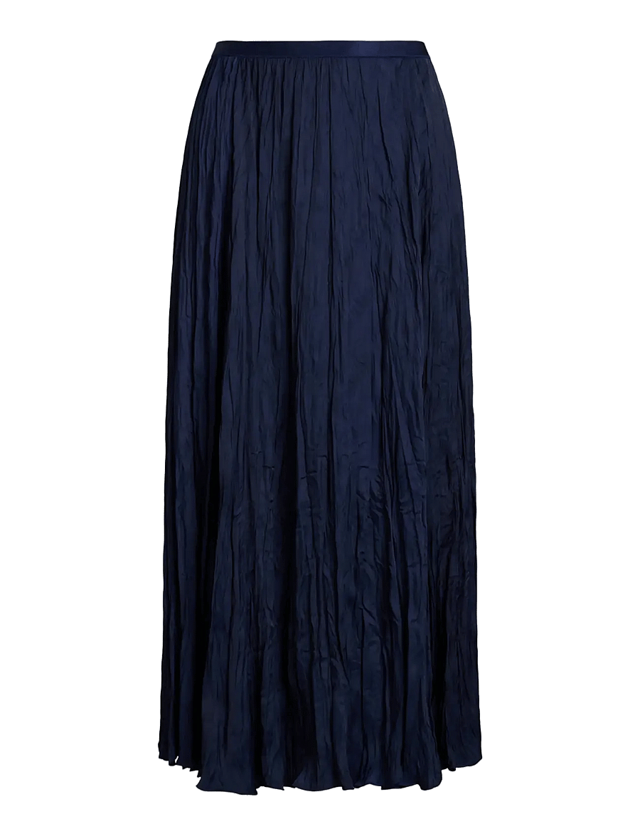 Polo Ralph Lauren - Crinkled Satin A-Line Skirt - newport navy - 1