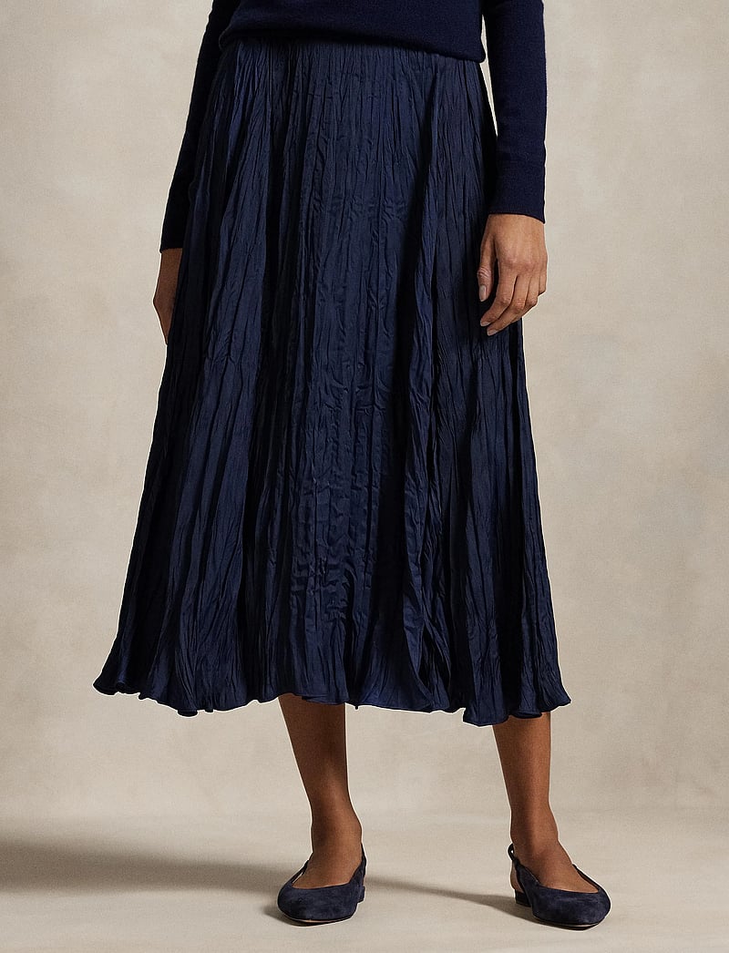 Polo Ralph Lauren - Crinkled Satin A-Line Skirt - satinkjolar - newport navy - 0