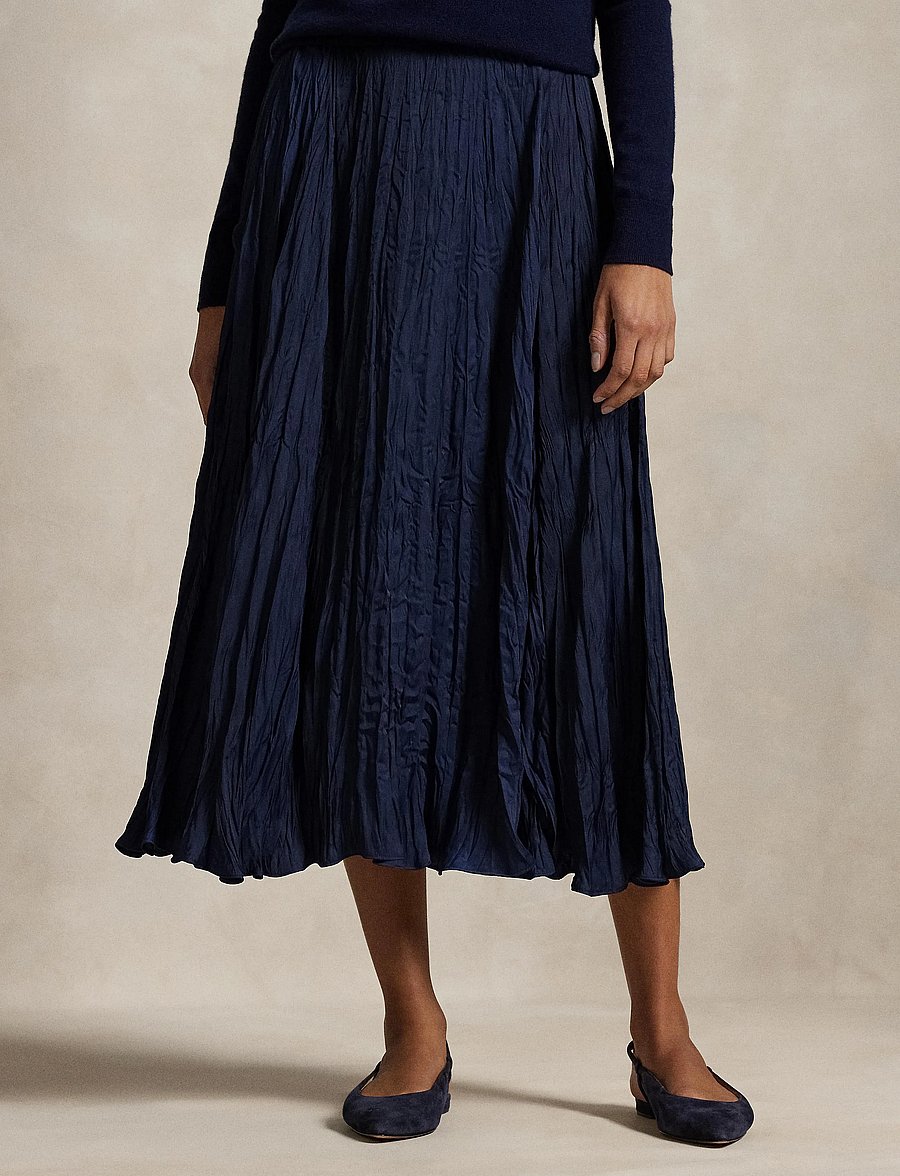 Polo Ralph Lauren - Crinkled Satin A-Line Skirt - newport navy - 0
